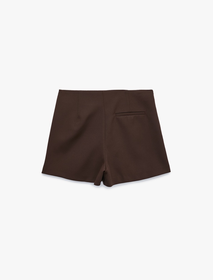  Slim Fit Cepli Mini Şort Etek