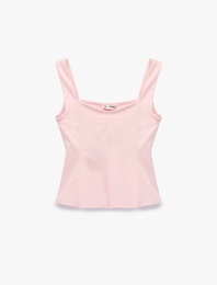 U Yaka Slim Fit Peplum Kolsuz Bluz