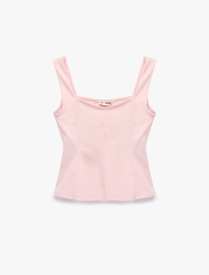  U Yaka Slim Fit Peplum Kolsuz Bluz