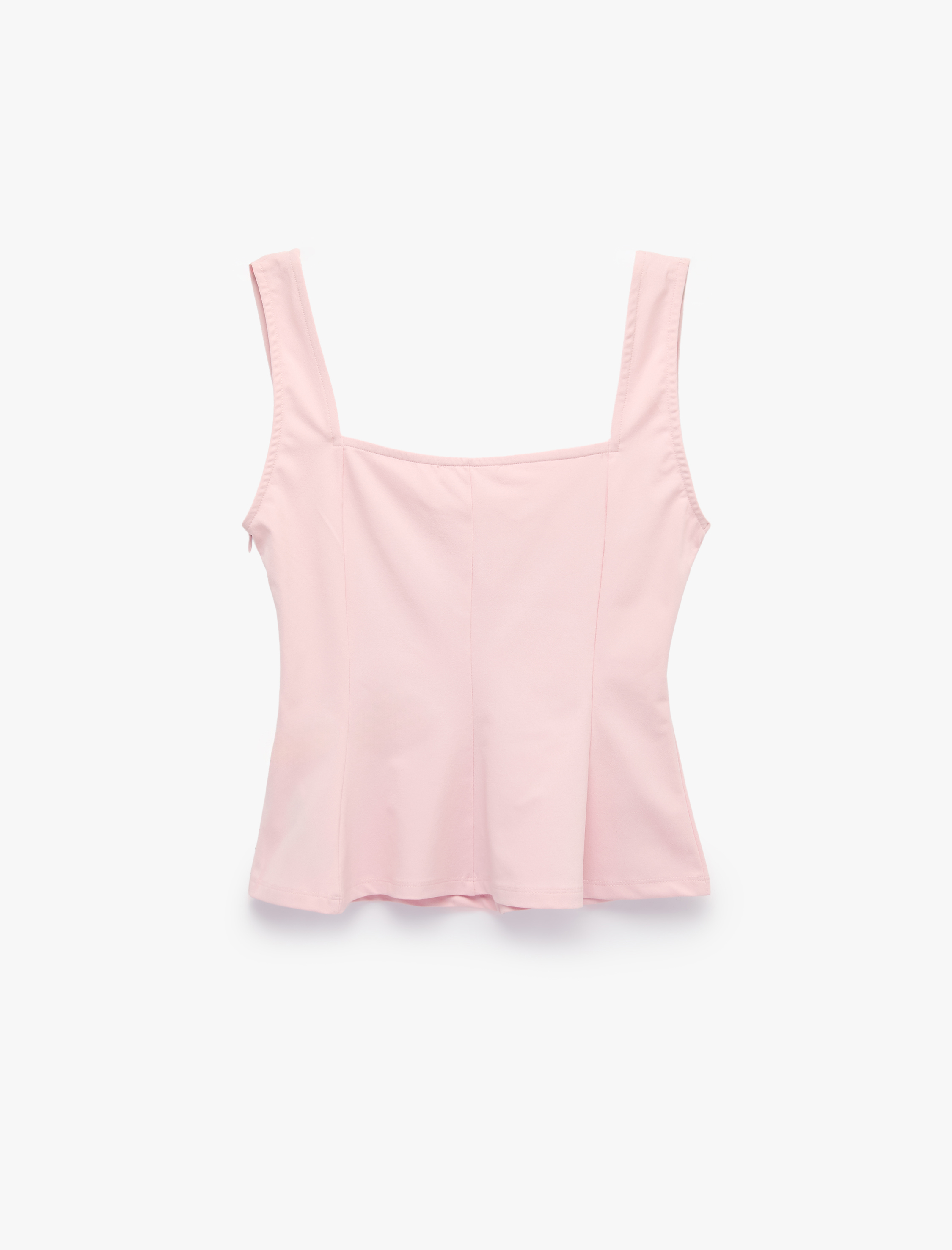   U Yaka Slim Fit Peplum Kolsuz Bluz
