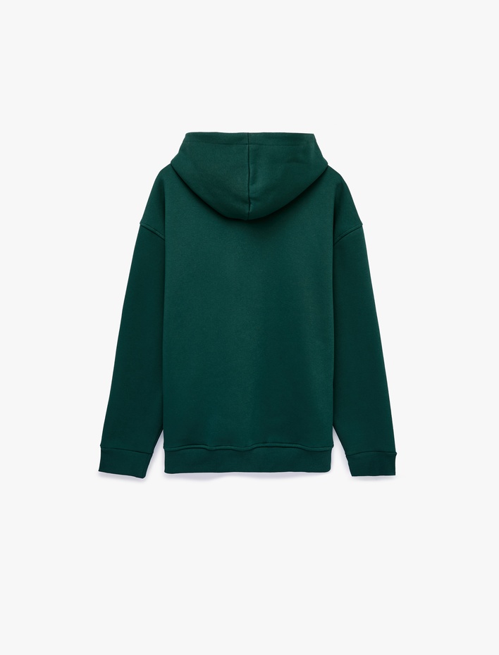  Uzun Kollu Şardonlu Cepli Oversize Kapüşonlu Sweatshirt