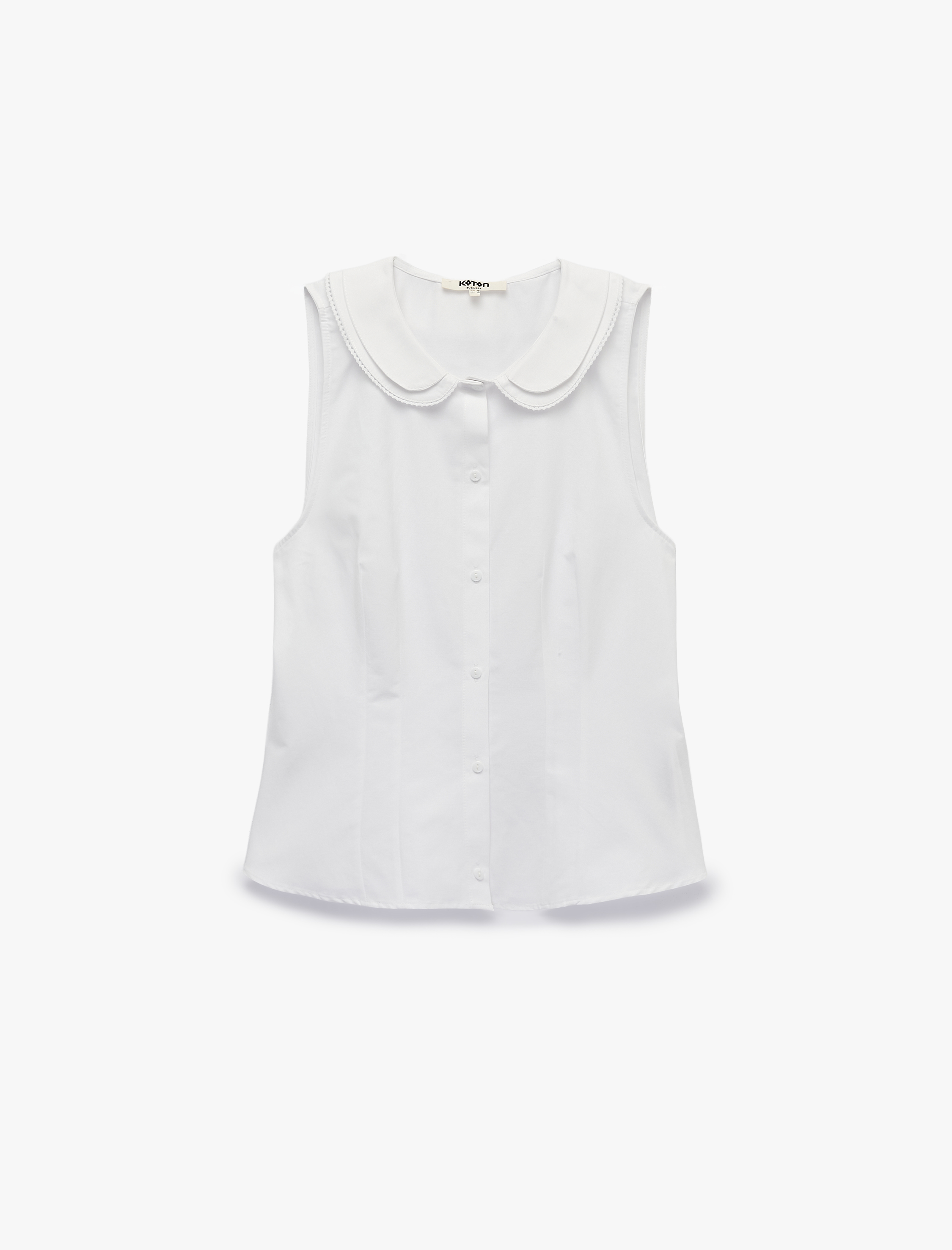   Poplin Kumaş Bebe Yaka Düğmeli Kolsuz Gömlek
