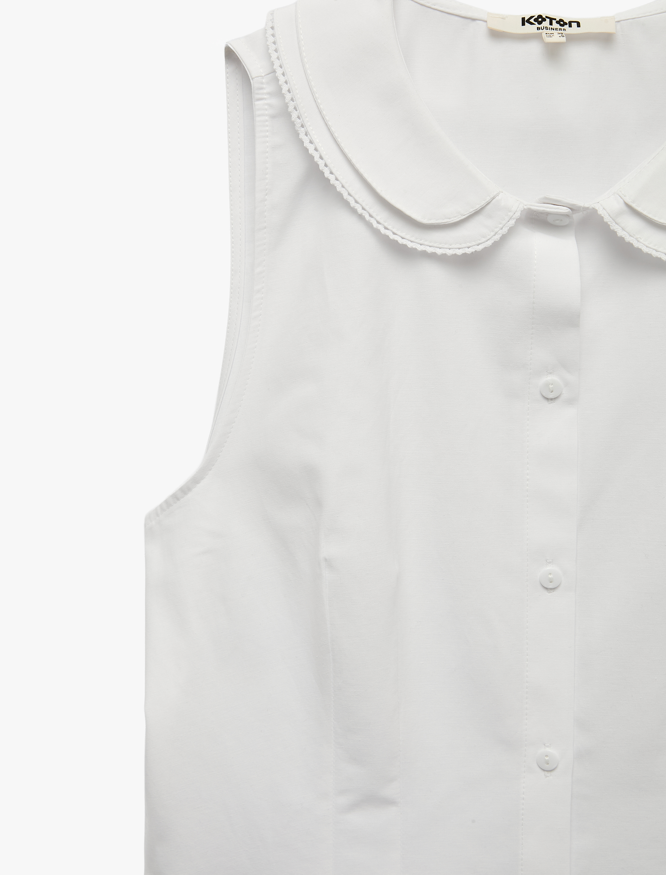   Poplin Kumaş Bebe Yaka Düğmeli Kolsuz Gömlek