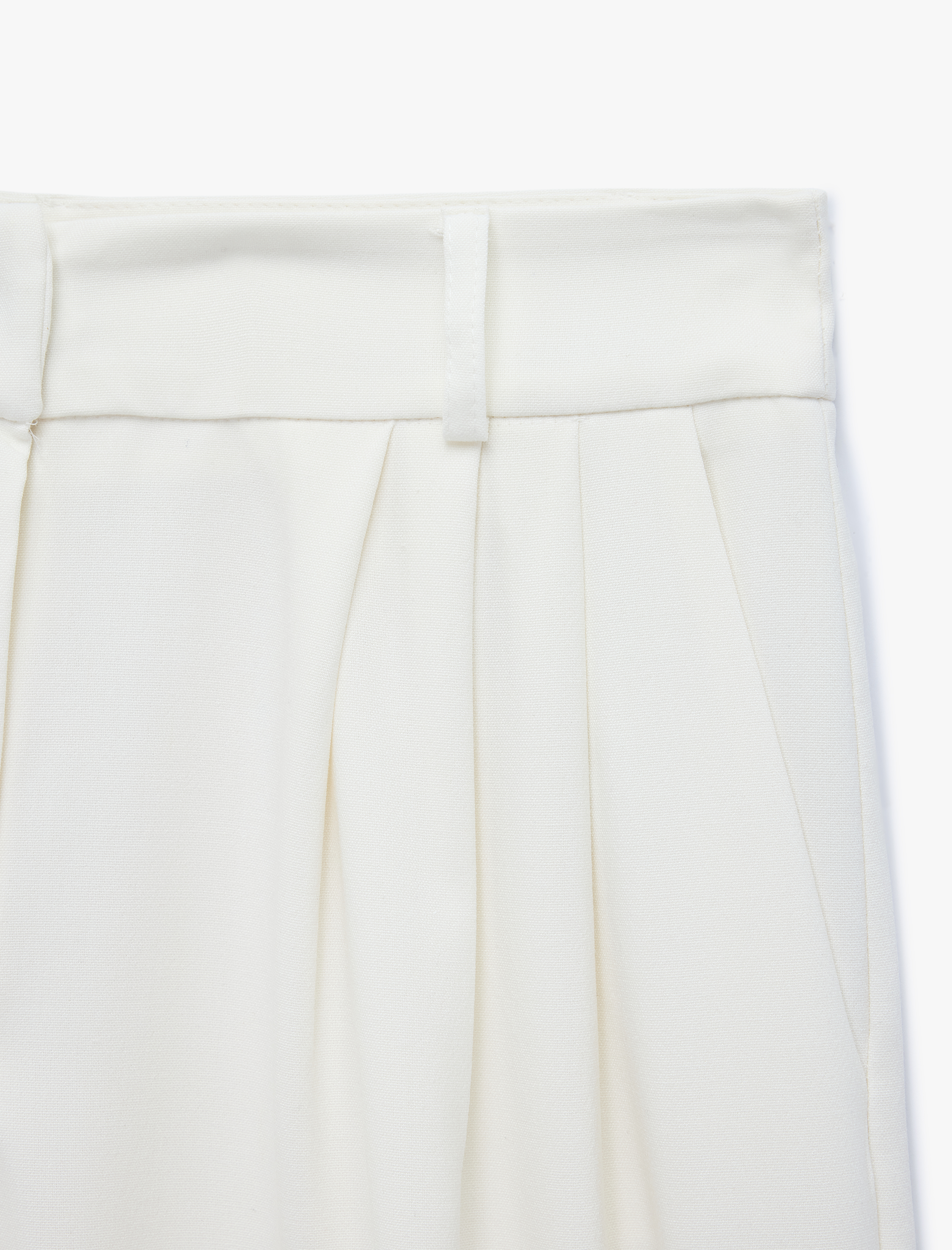   Cepli Pileli Düz Geniş Paça Baggy Kumaş Pantolon