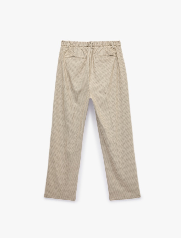  Regular Fit Viskon Karışımlı Cepli Pileli Kumaş Pantolon