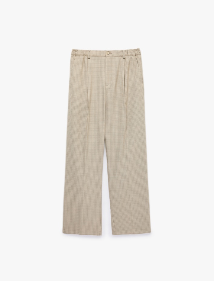  Regular Fit Viskon Karışımlı Cepli Pileli Kumaş Pantolon