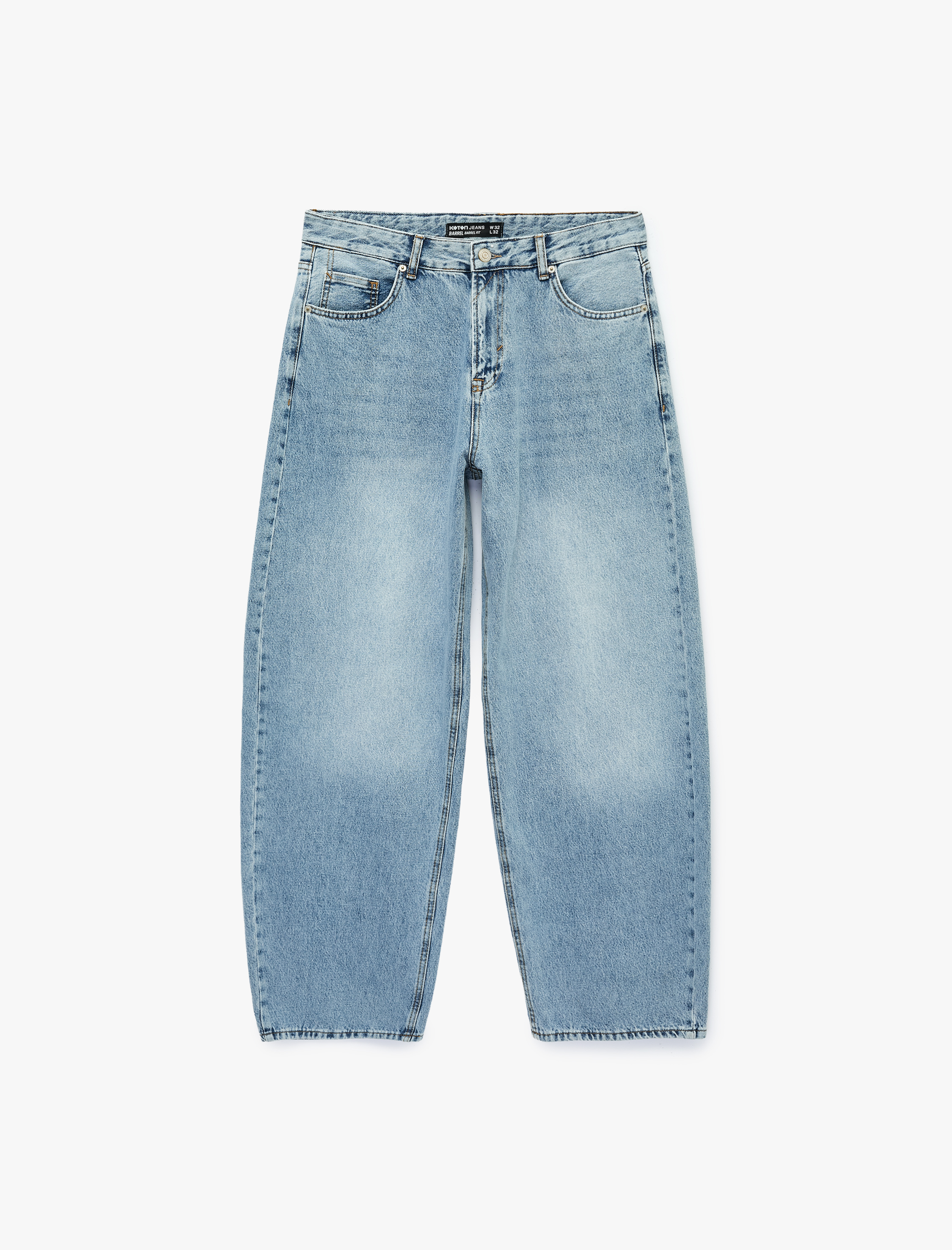   Normal Bel Pamuklu Oversize Bol Barrel Fit Jean Pantolon