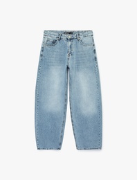 Normal Bel Pamuklu Oversize Bol Barrel Fit Jean Pantolon