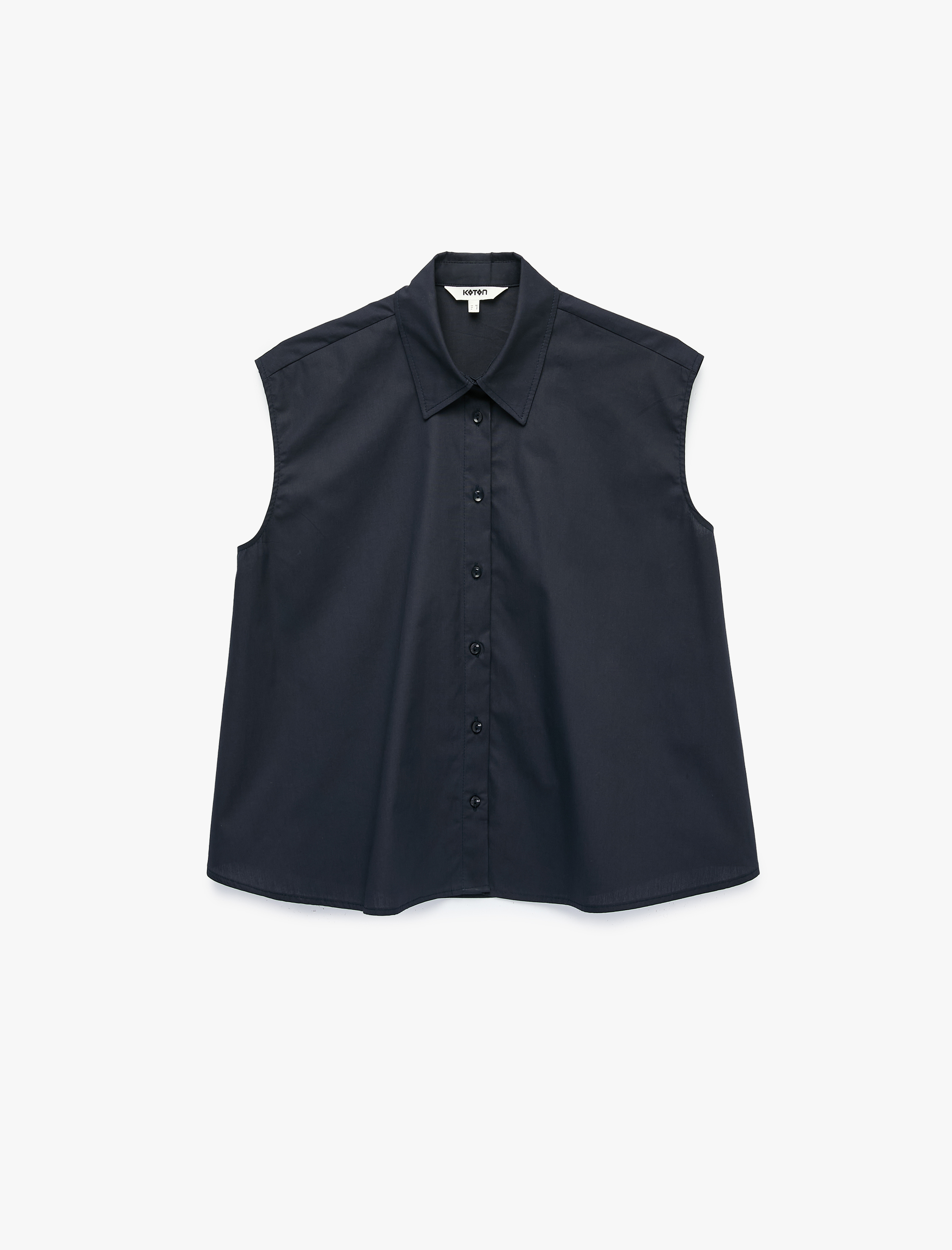   Pamuklu Klasik Yaka Boxy Fit Kolsuz Poplin Gömlek