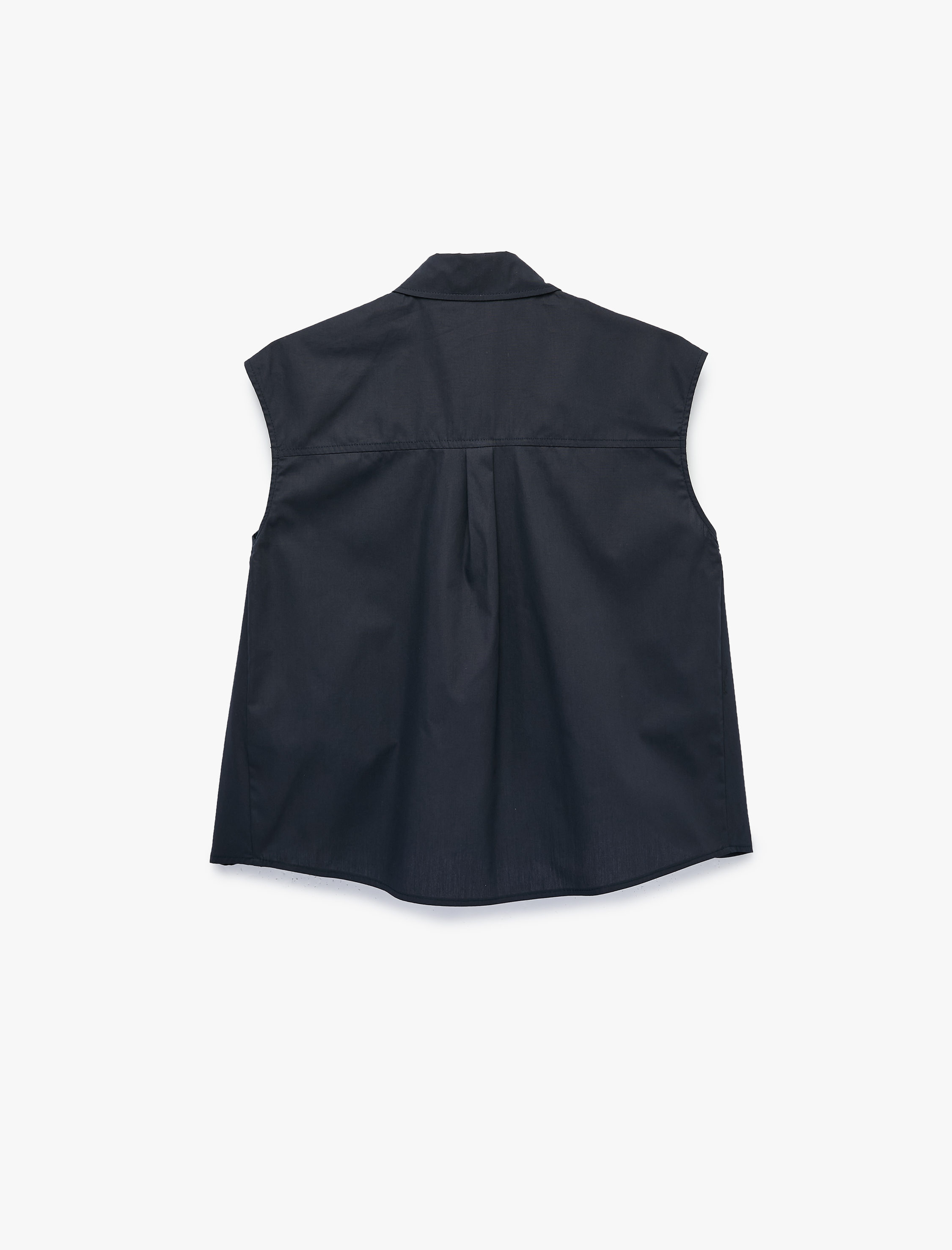   Pamuklu Klasik Yaka Boxy Fit Kolsuz Poplin Gömlek