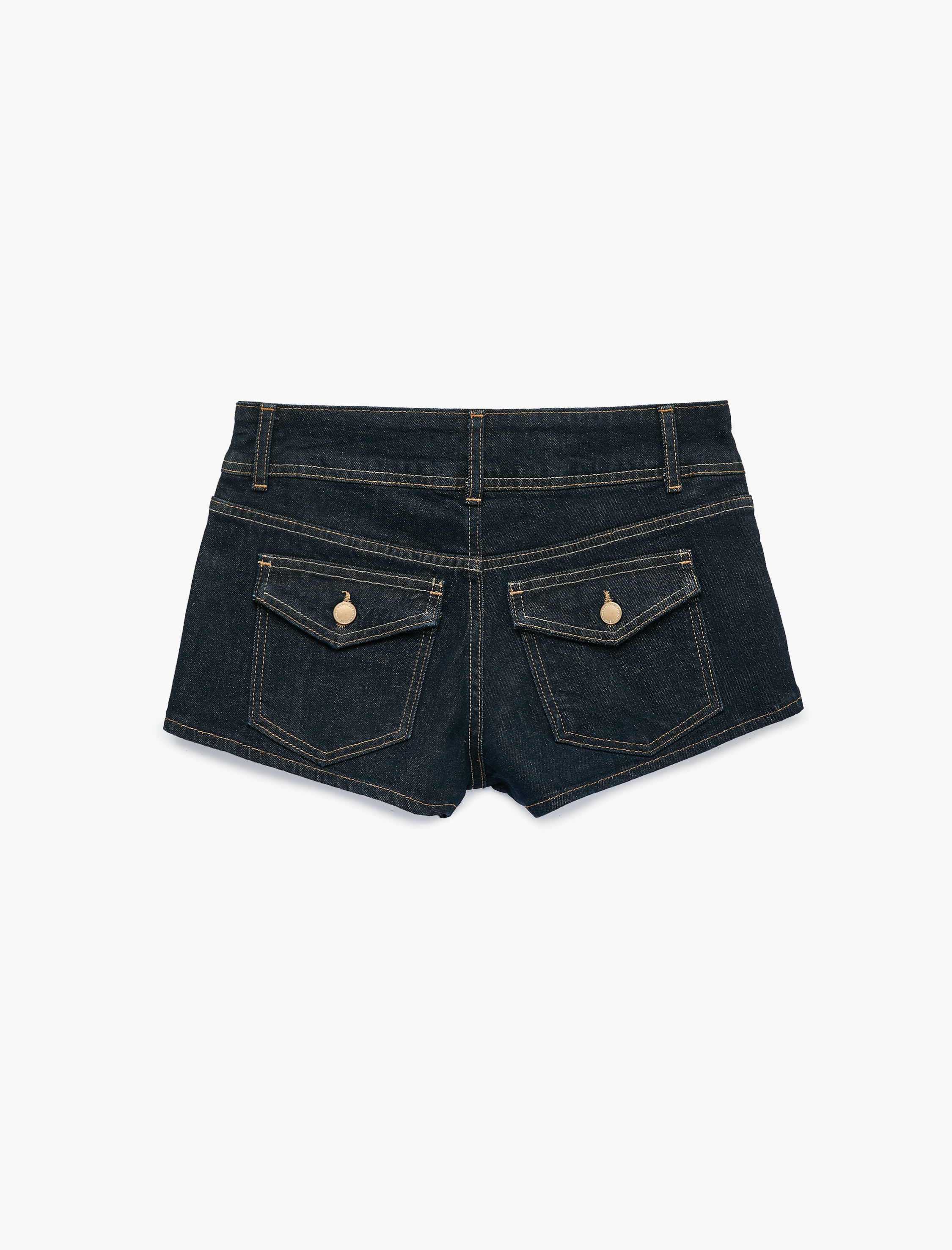   Pamuklu Normal Bel Cep Detaylı Düğmeli Mini Denim Şort