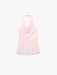 Degaje Halter Yaka Saten Bluz
