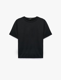 Kısa Kollu Bisiklet Yaka Basic Oversize Tişört