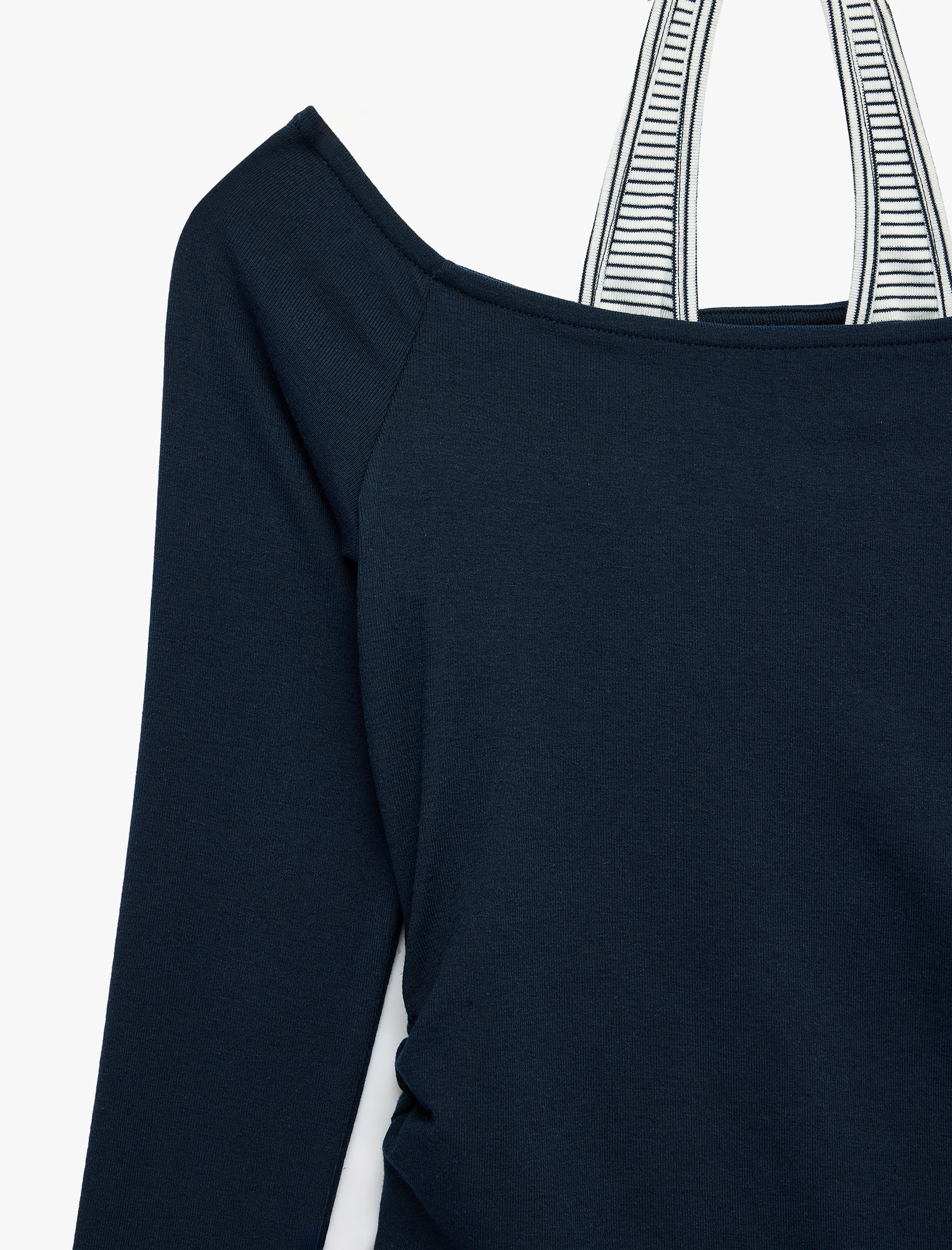   Slim Fit Viskon Karışımlı Halter Yaka Uzun Kollu İkili Tişört