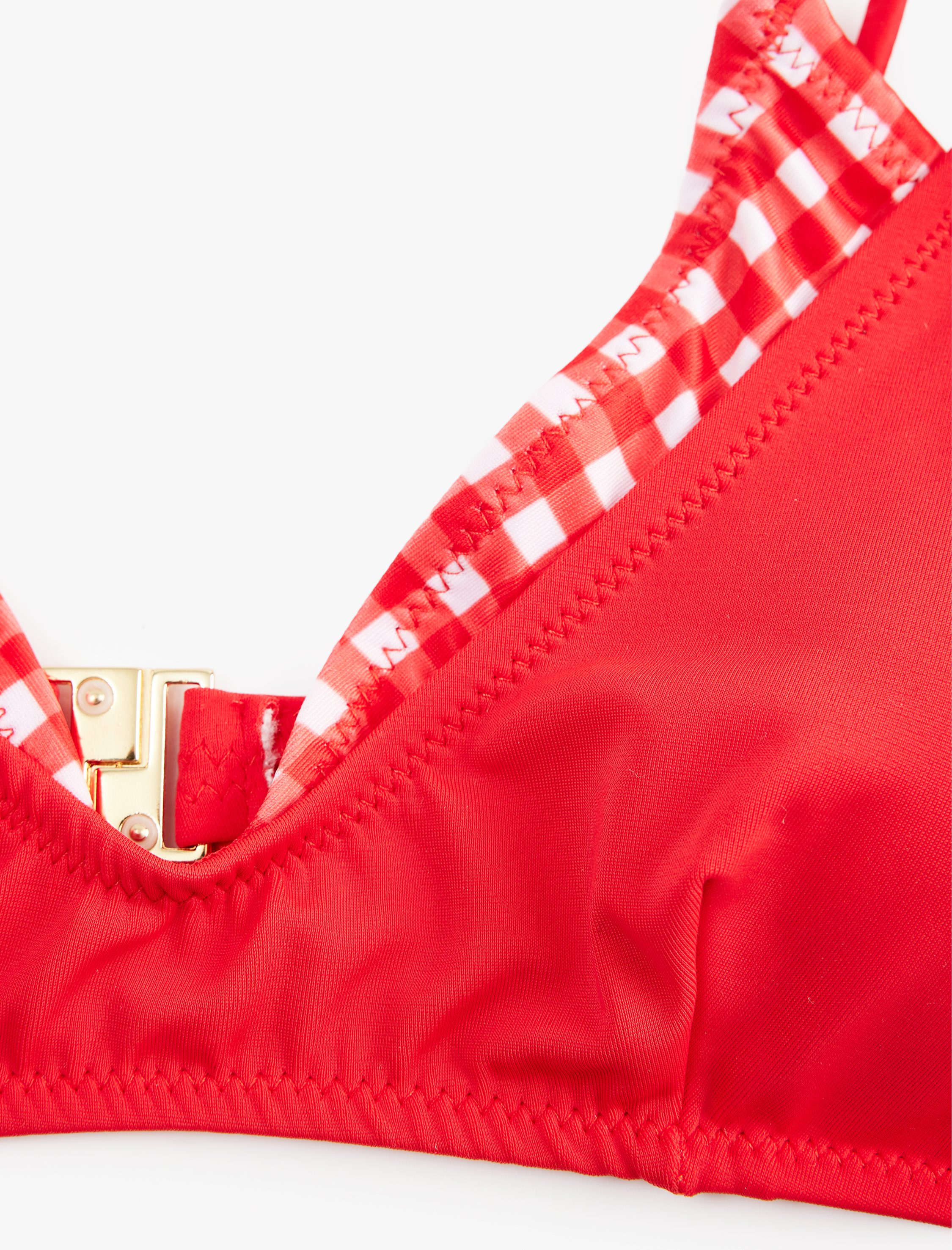   Koton X Sibil Çetinkaya -  Katmanlı Pötikareli Halter Yaka Bikini Üstü