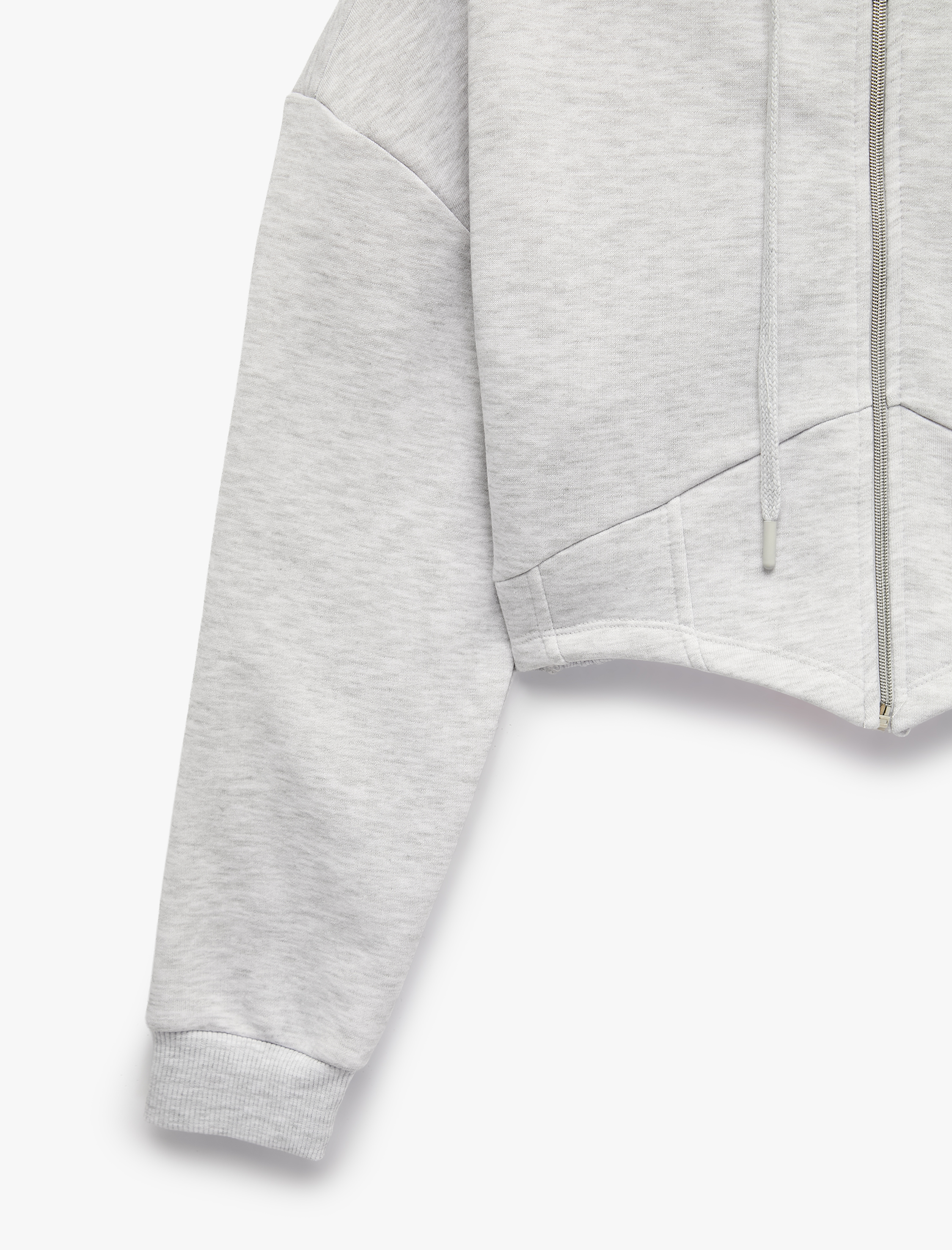   Şardonlu Uzun Kollu Kapüşonlu Korse Detaylı Fermuarlı Crop Sweatshirt