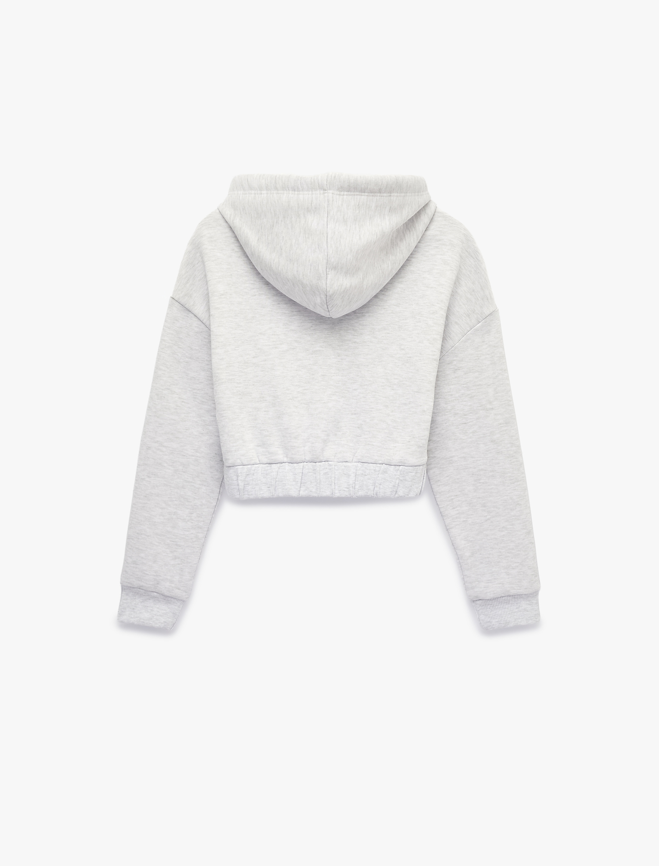   Şardonlu Uzun Kollu Kapüşonlu Korse Detaylı Fermuarlı Crop Sweatshirt