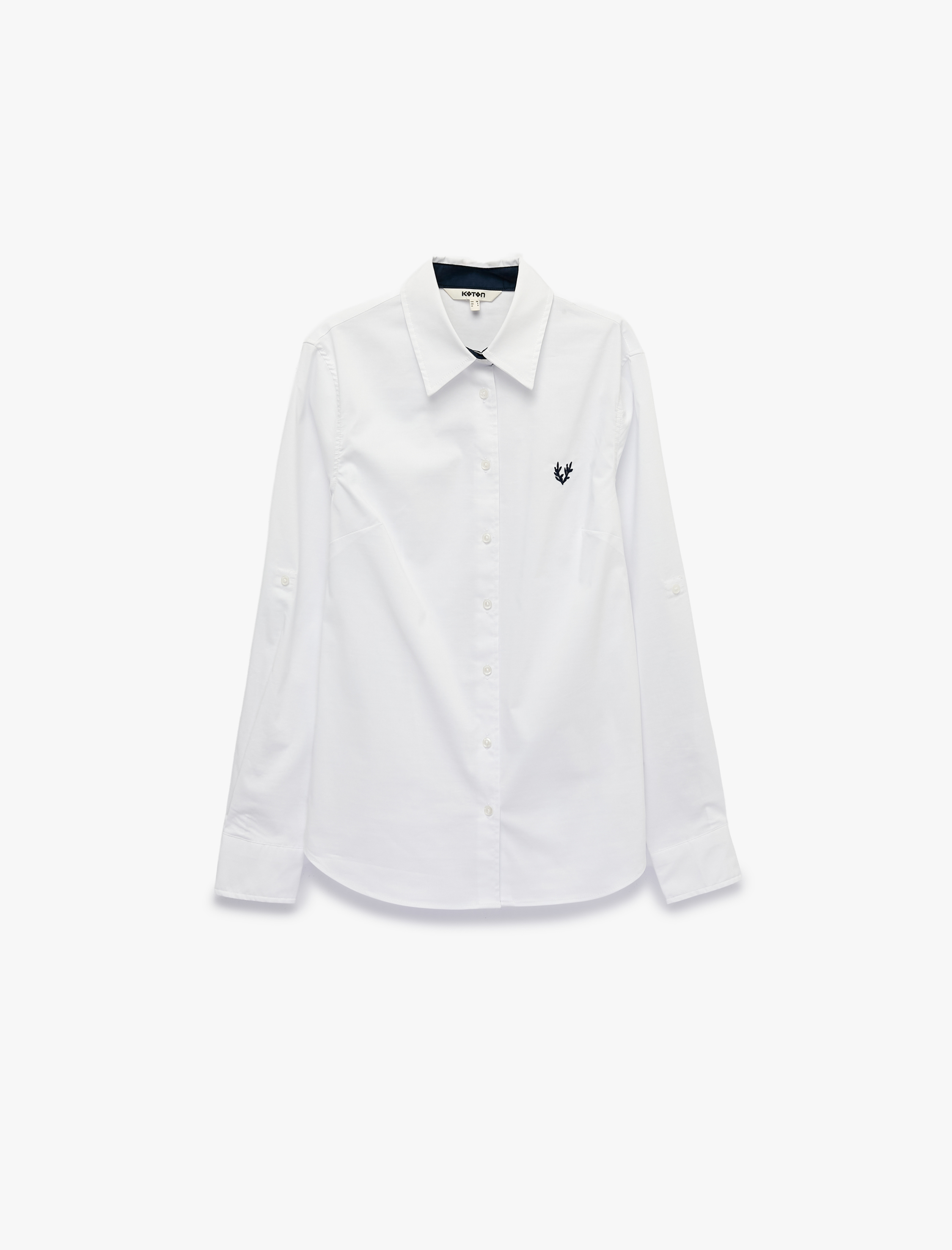   Pamuklu Slim Fit Nakış Detaylı Uzun Kollu Poplin Gömlek