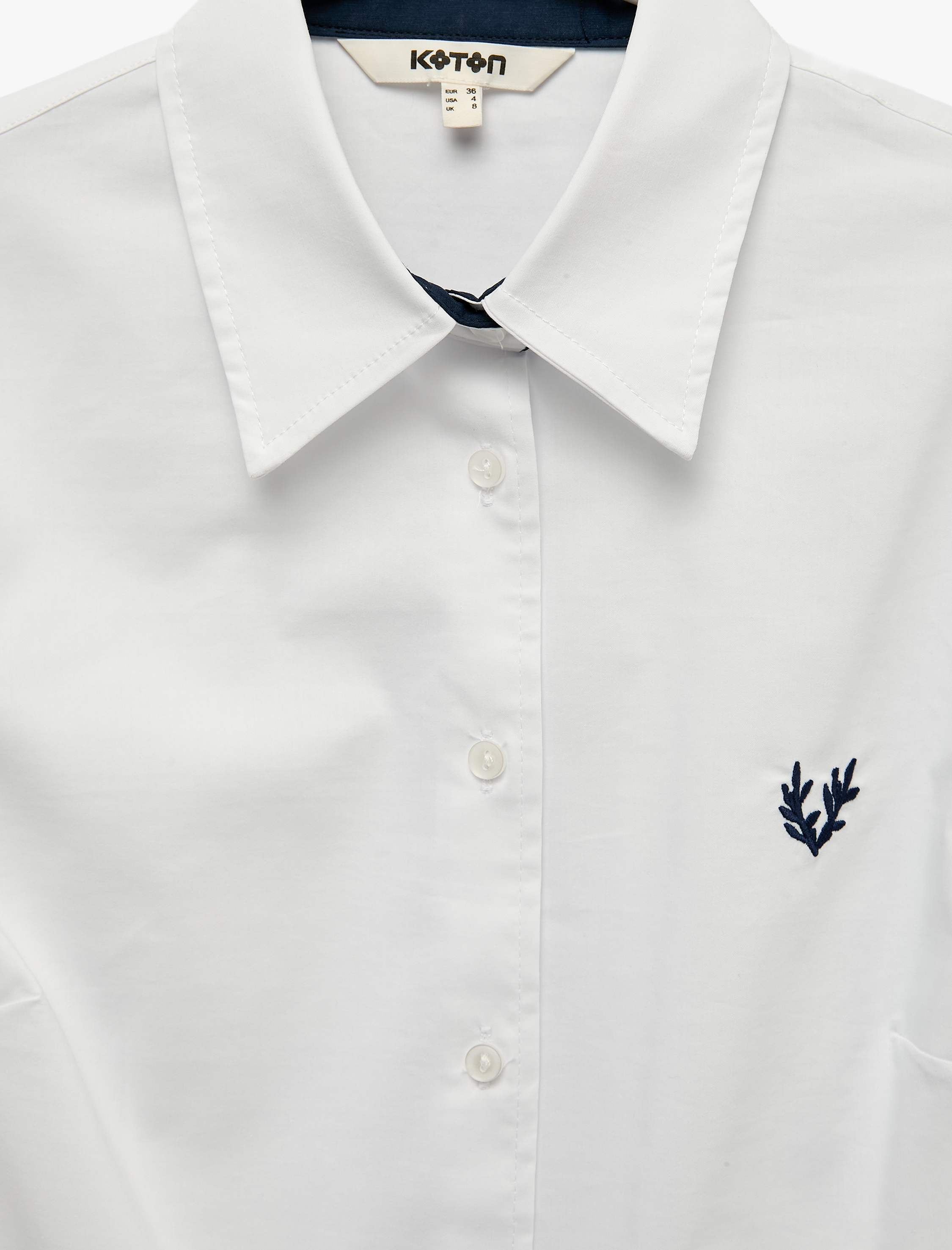   Pamuklu Slim Fit Nakış Detaylı Uzun Kollu Poplin Gömlek
