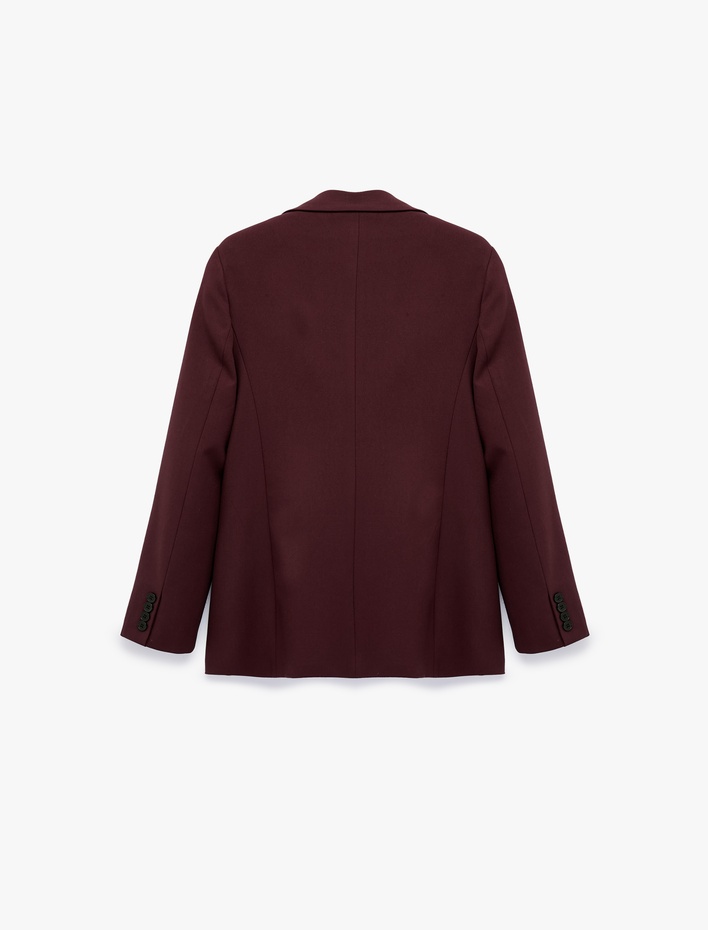  Regular Fit Uzun Kollu Cep Detaylı Düğmeli Viskon Karışımlı Blazer Ceket