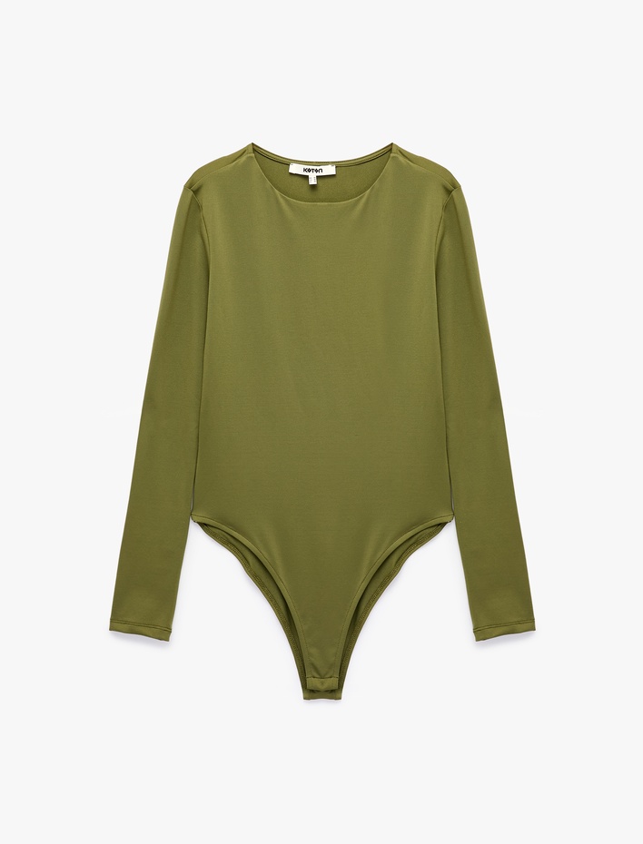  Bisiklet Yaka Uzun Kollu Bodysuit