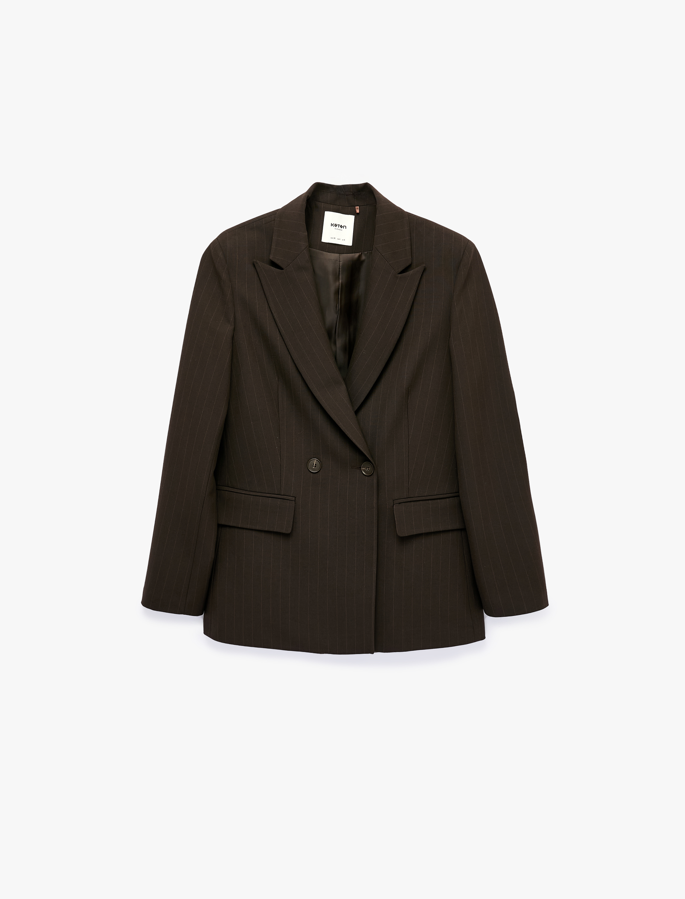   Regular Fit Uzun Kollu Cep Detaylı Düğmeli Kruvaze Yaka Blazer Ceket