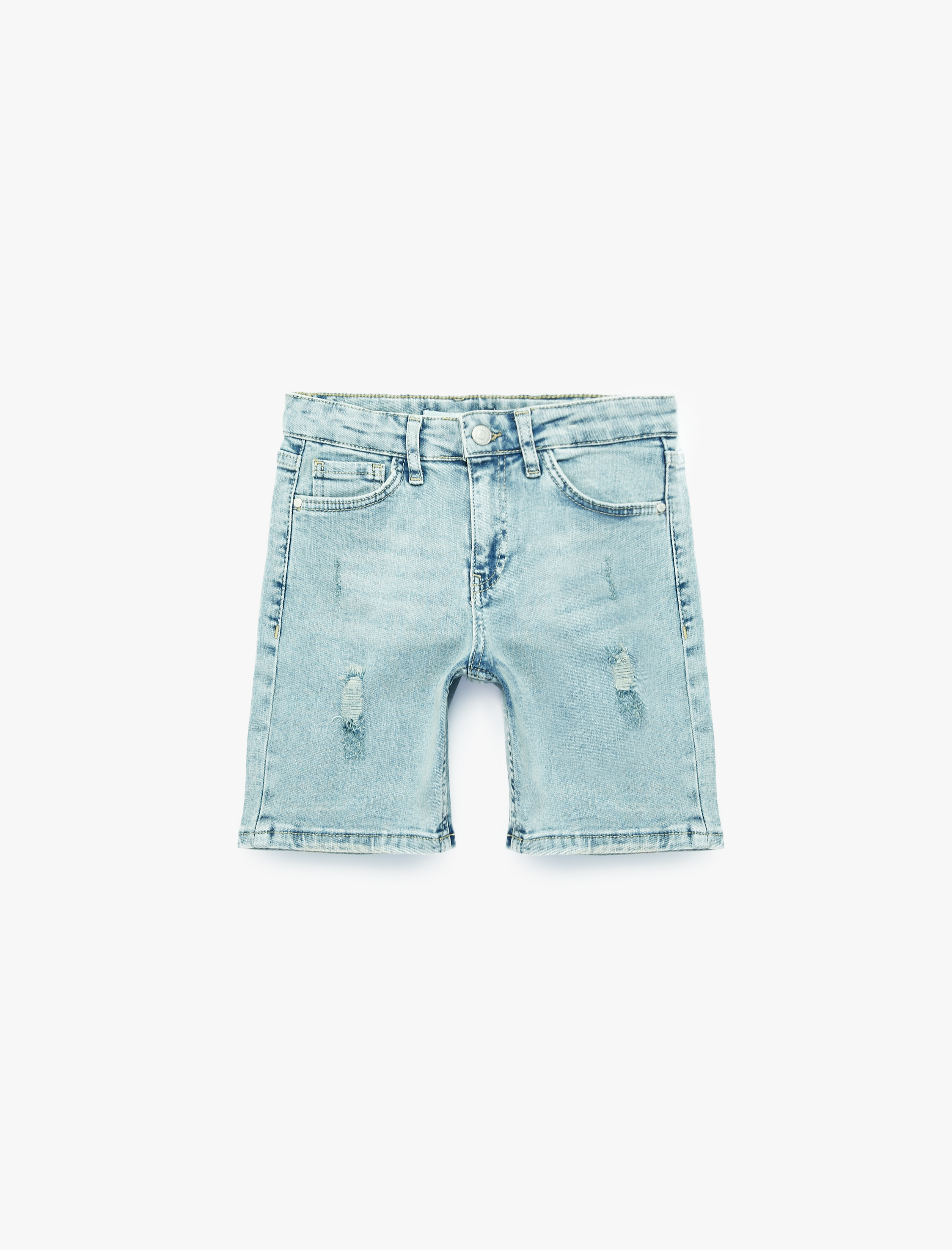  Erkek Çocuk Pamuklu Ayarlanabilir Lastikli Bermuda Denim  Şort