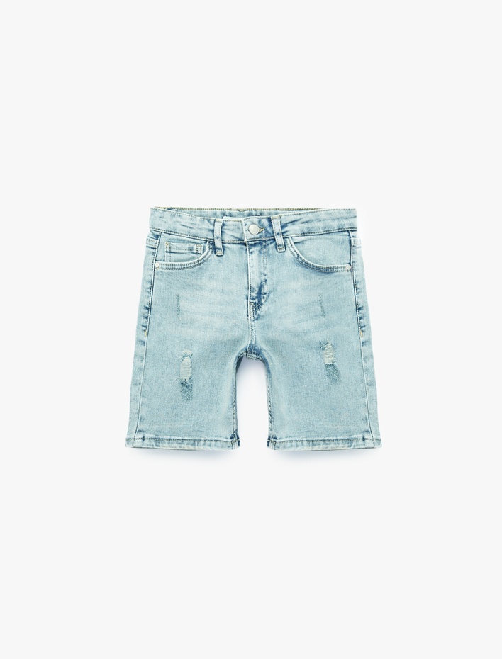 Erkek Çocuk Pamuklu Ayarlanabilir Lastikli Bermuda Denim  Şort