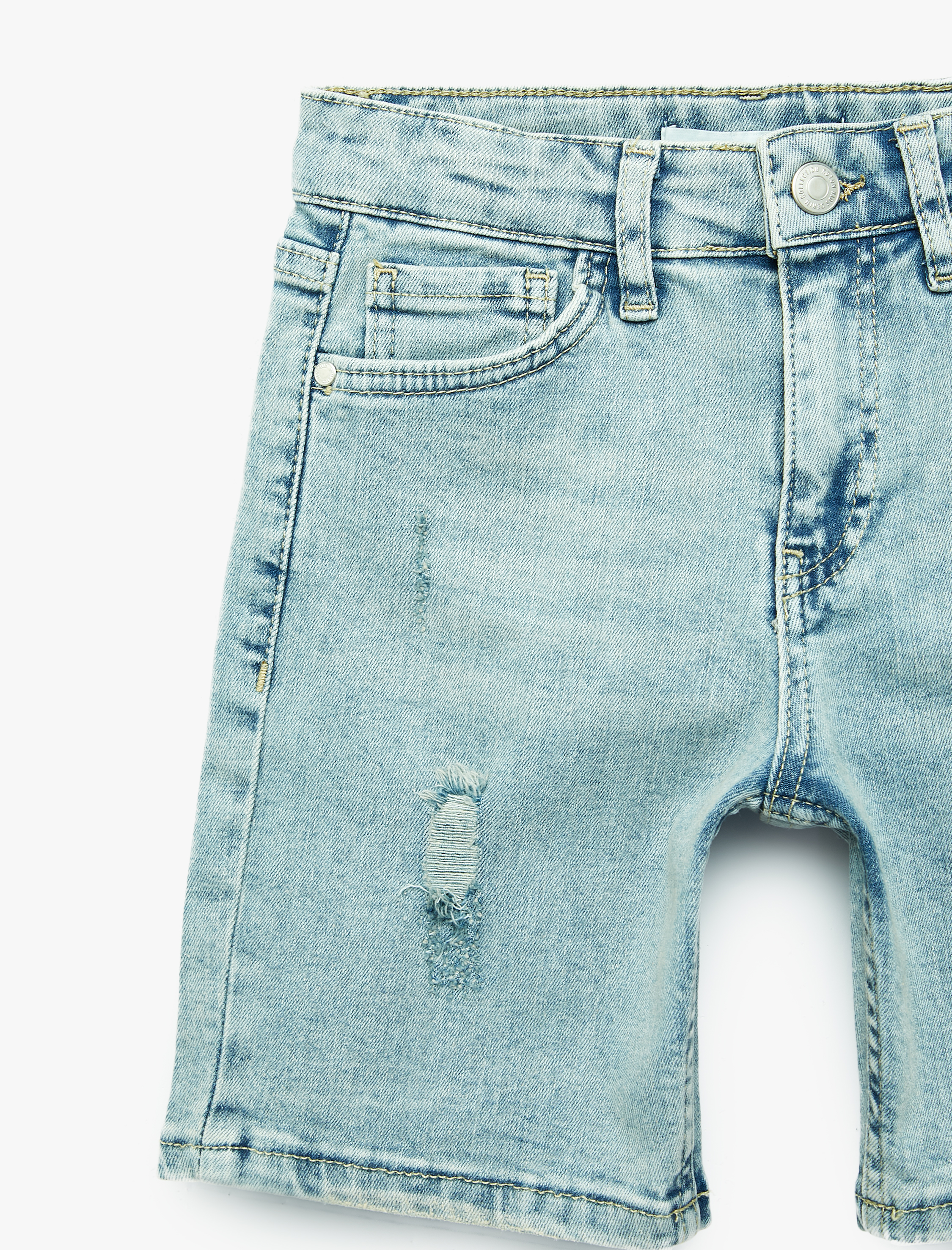  Erkek Çocuk Pamuklu Ayarlanabilir Lastikli Bermuda Denim  Şort