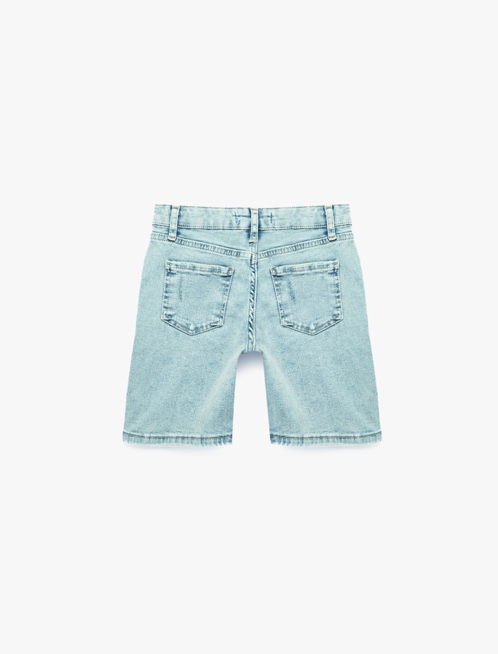 Erkek Çocuk Pamuklu Ayarlanabilir Lastikli Bermuda Denim  Şort