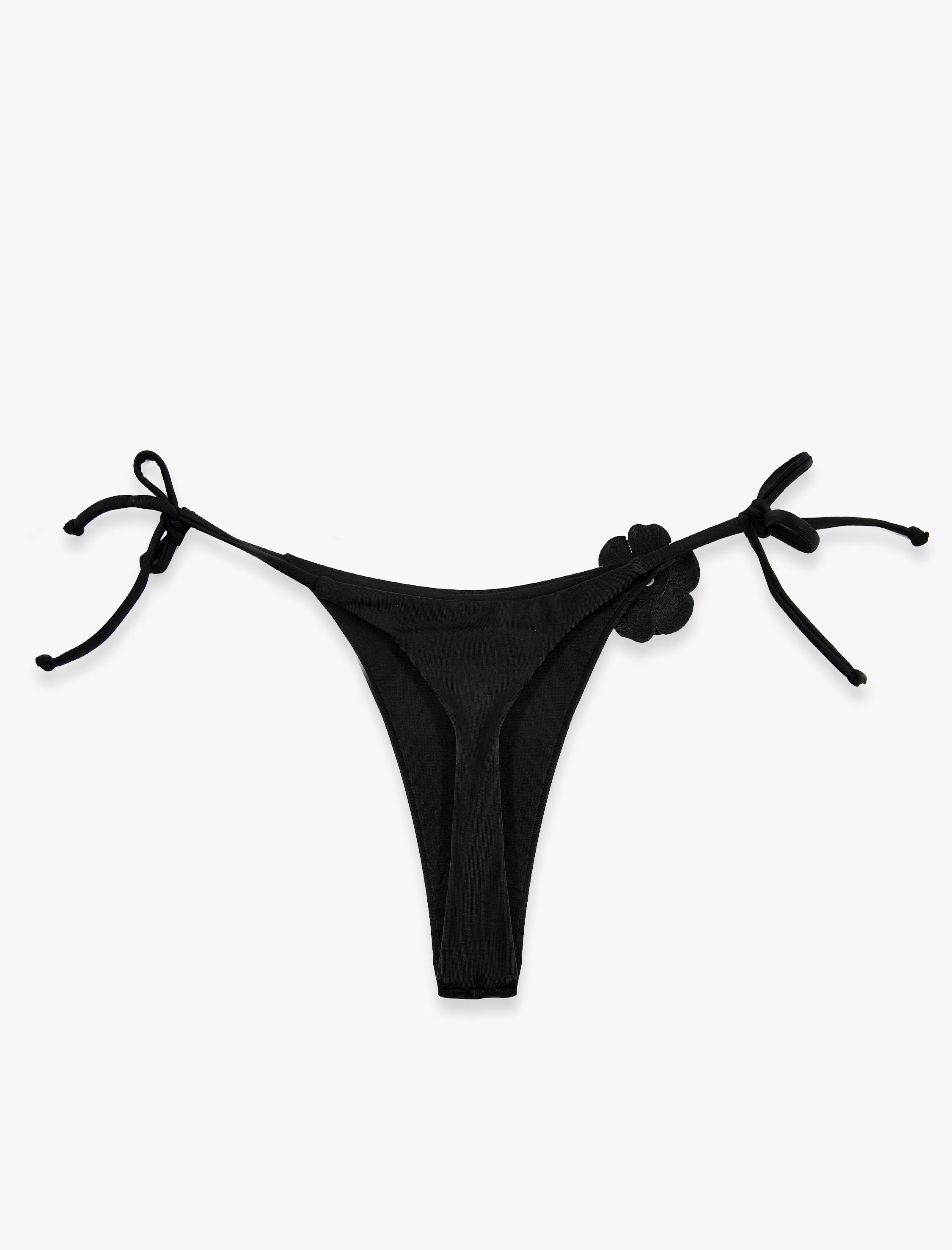   Taşlı Çiçek Aplike Detaylı Yanları İpli String Mikro Bikini Altı