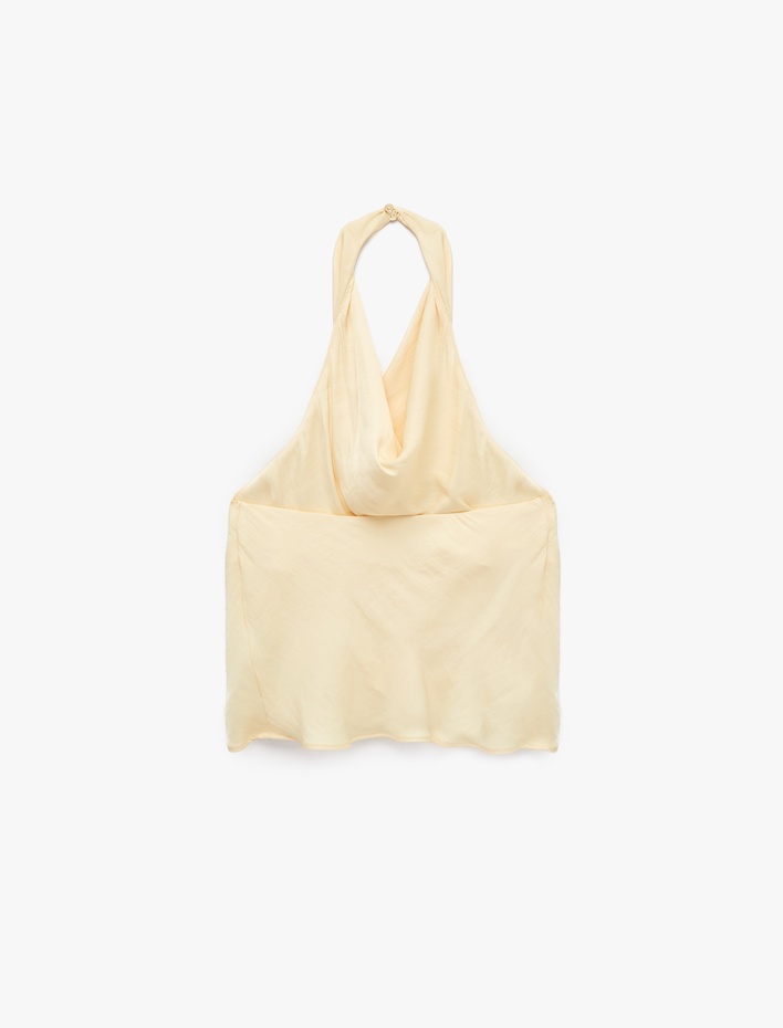  Degaje Halter Yaka Saten Bluz