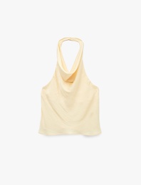 Degaje Halter Yaka Saten Bluz