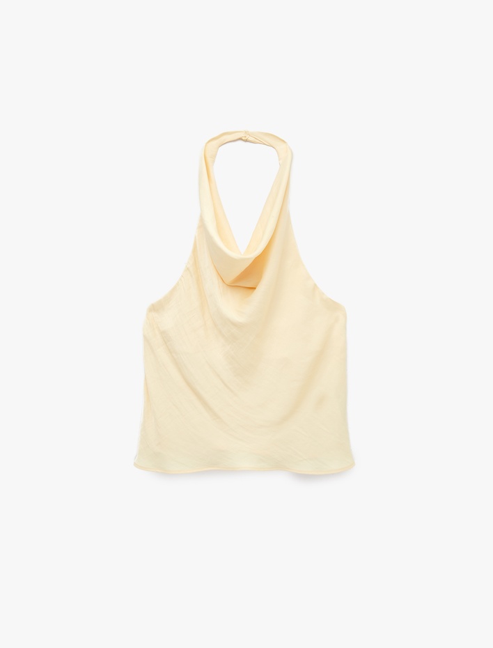  Degaje Halter Yaka Saten Bluz
