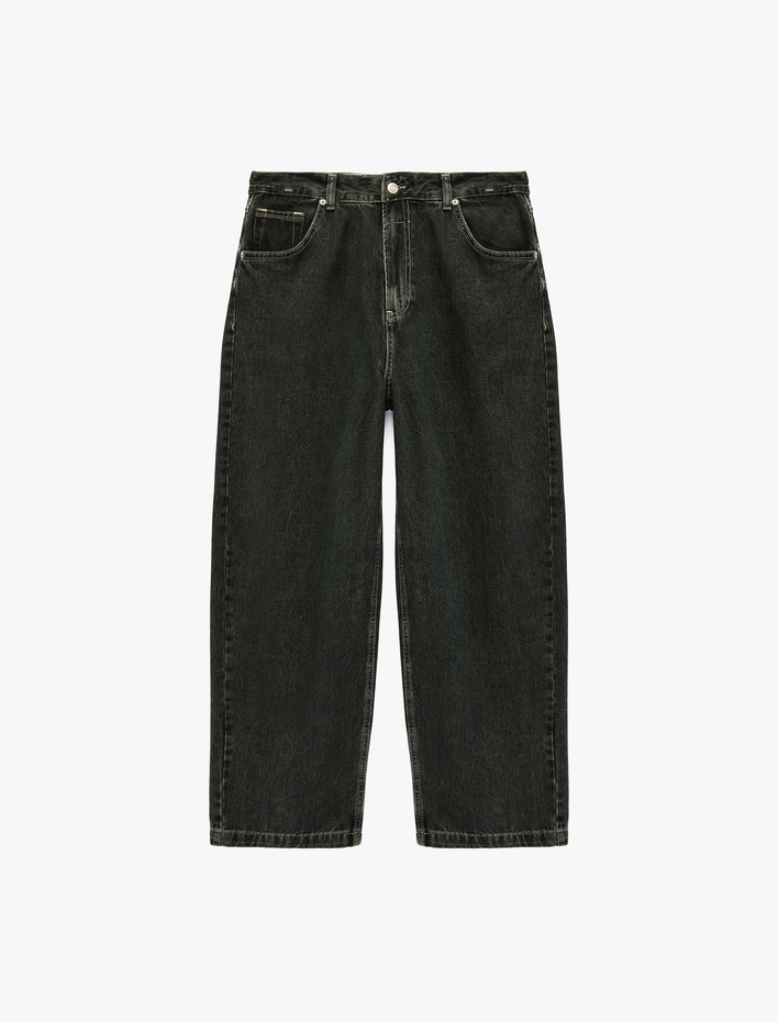 Normal Bel Cepli Pamuklu Bol Super Baggy Jean Pantolon