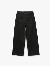 Pamuklu Cepli Normal Bel Culotte Pantolon - Culotte Jeans