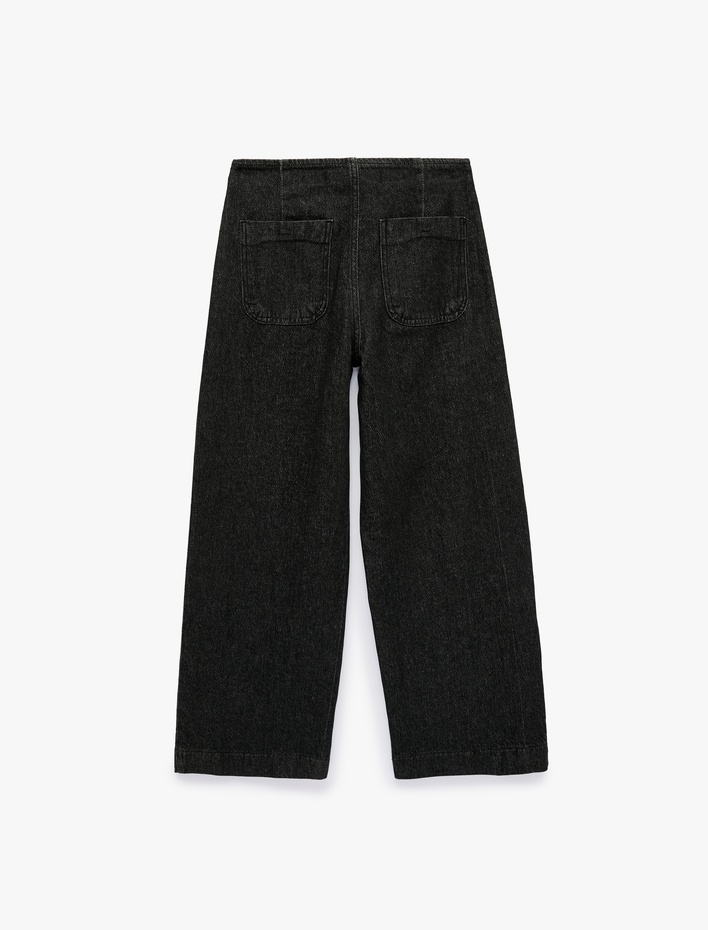  Pamuklu Cepli Normal Bel Culotte Pantolon - Culotte Jeans