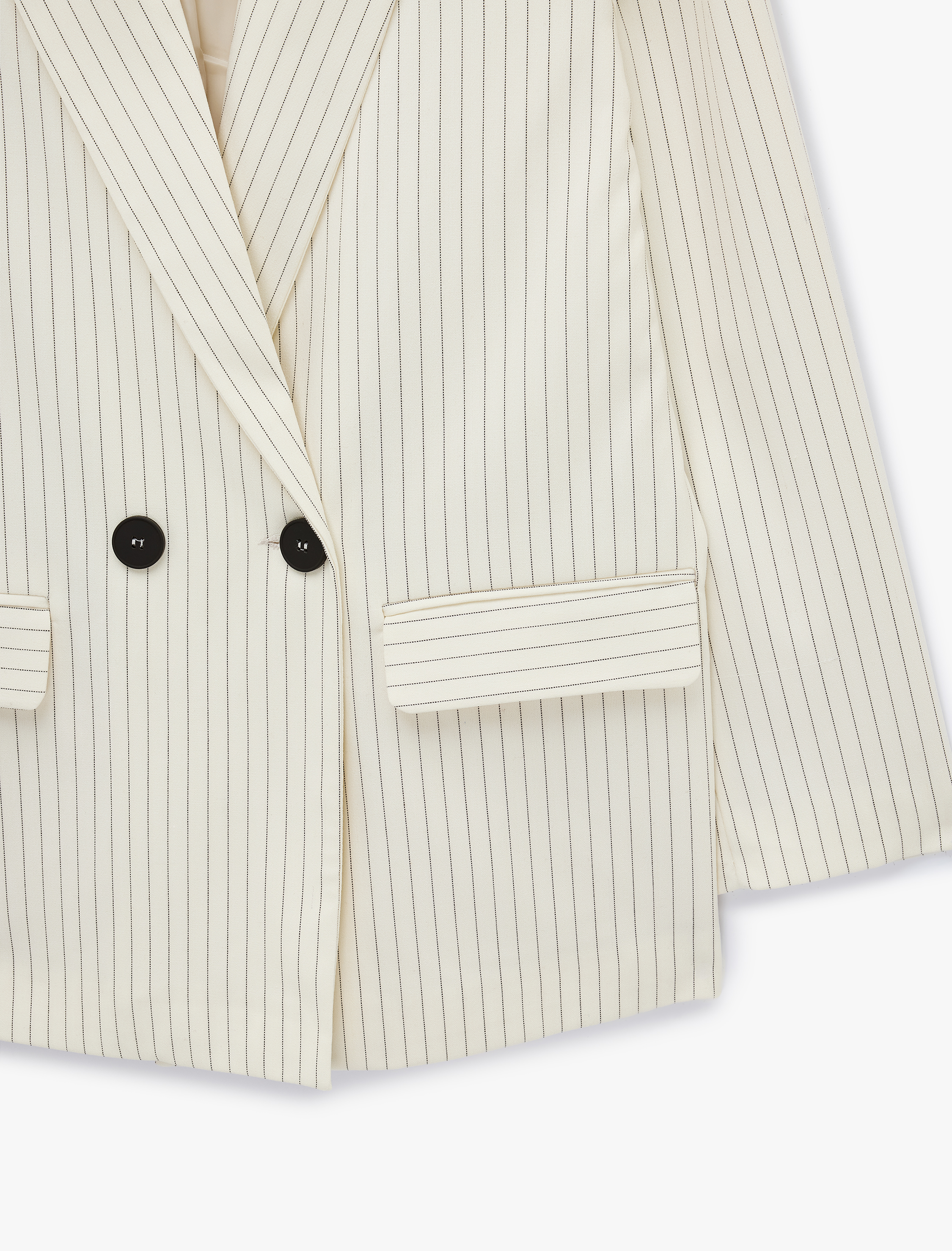   Cepli Uzun Kollu Kruvaze Çizgili Blazer Ceket