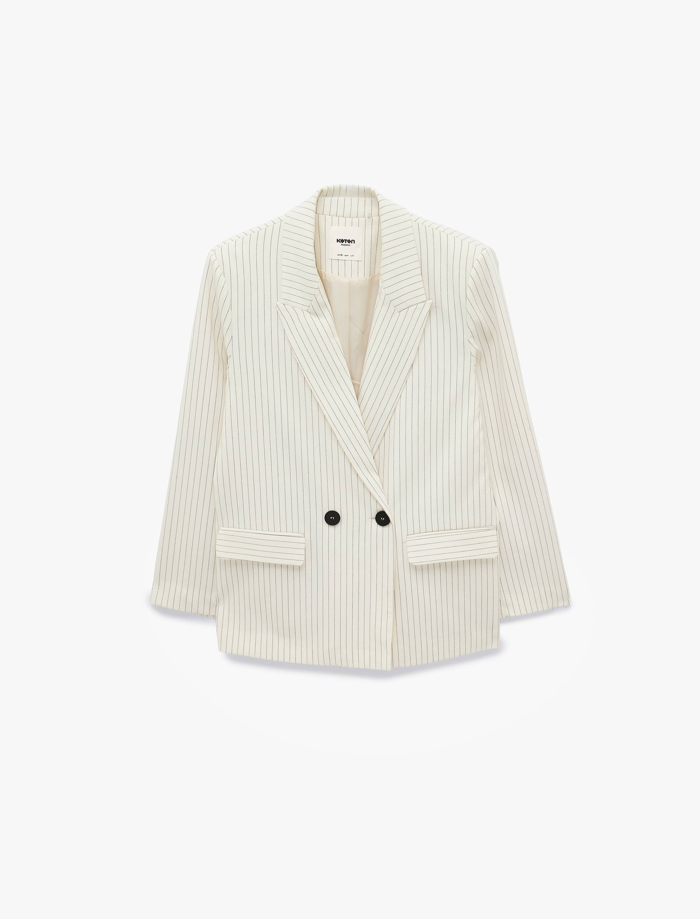   Cepli Uzun Kollu Kruvaze Çizgili Blazer Ceket