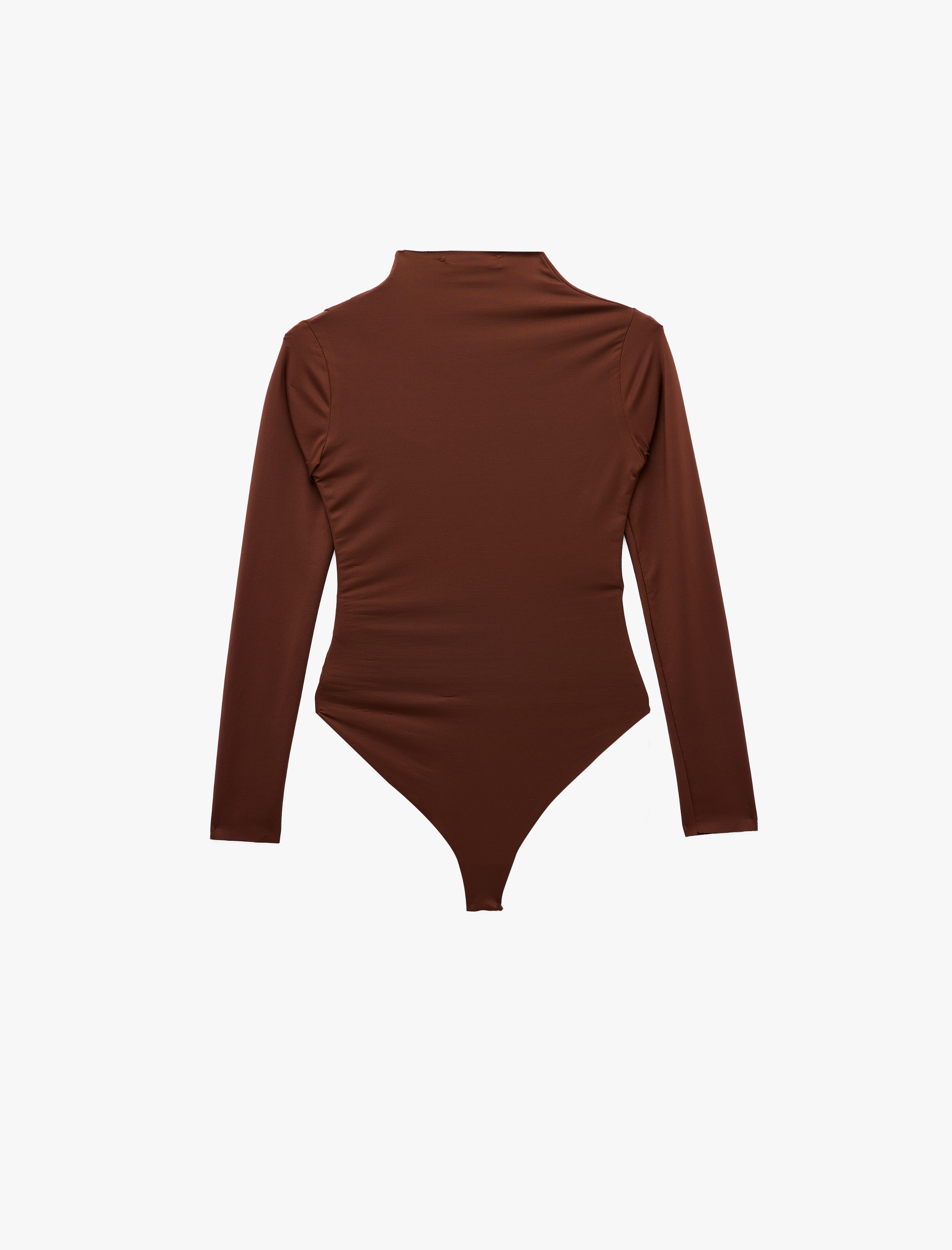   Slim Fit Uzun Kollu Drape Detaylı Hafif Dik Yaka Bodysuit
