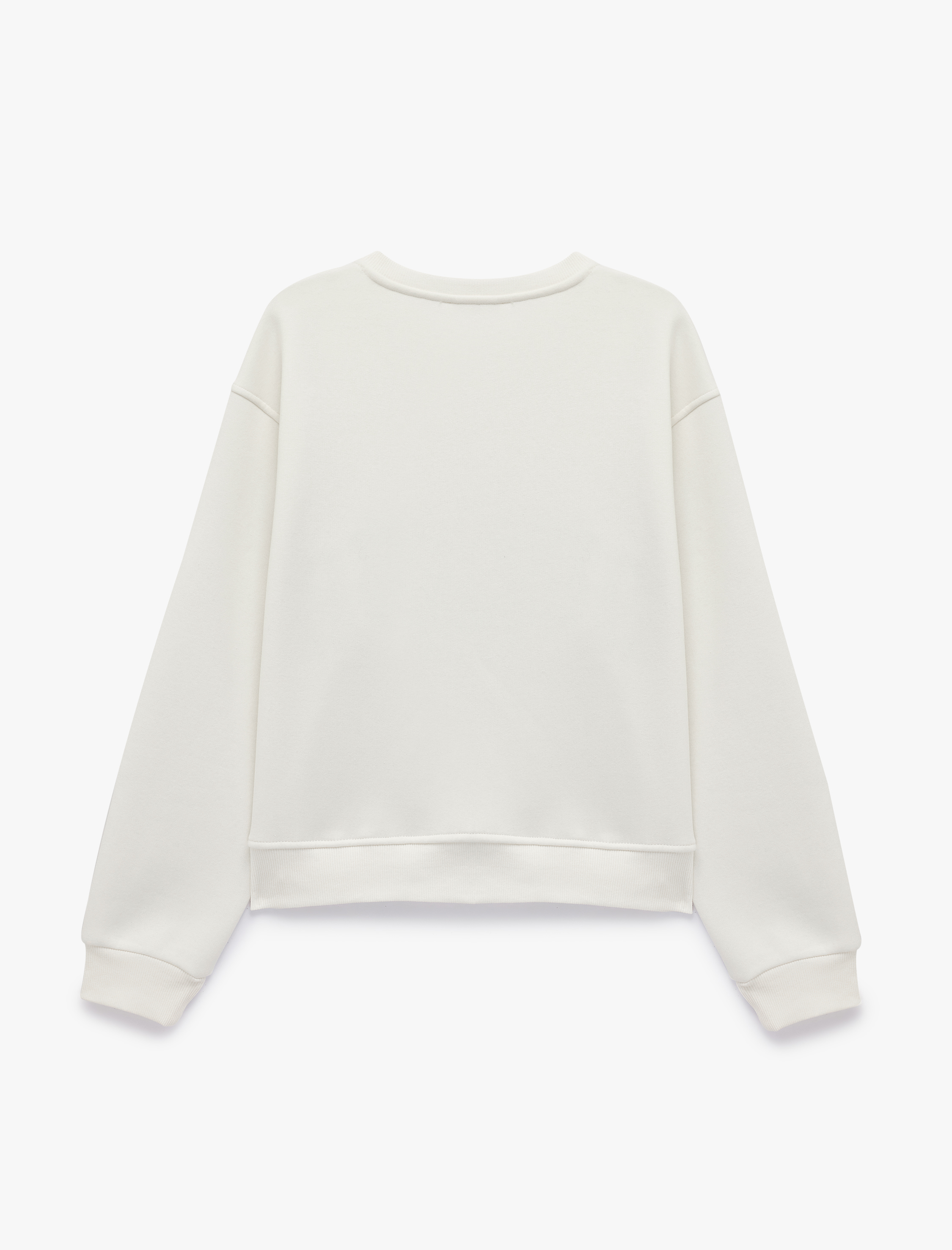   Şardonlu Bisiklet Yaka Uzun Kollu Rahat Kalıp Baskılı Sweatshirt