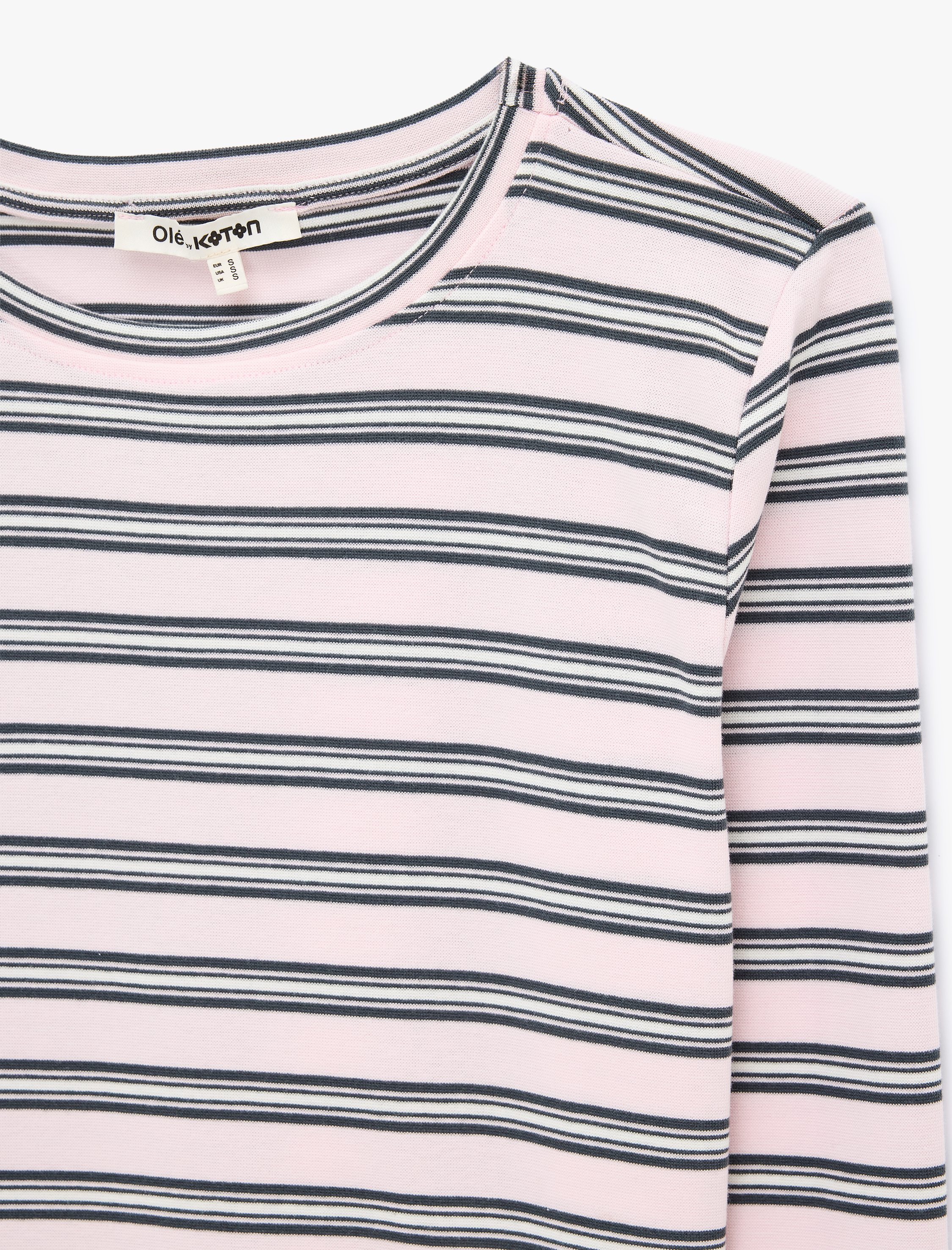   Slim Fit Pamuklu Uzun Kollu Basic Çizgili Tişört