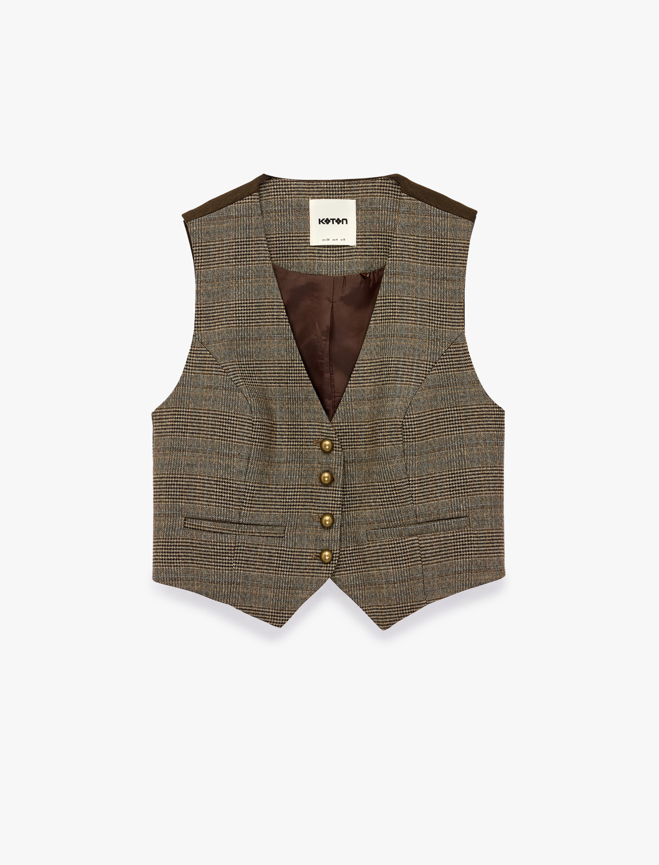   Viskon Karışımlı Slim Fit Düğmeli V Yaka Kolsuz Klasik Yelek