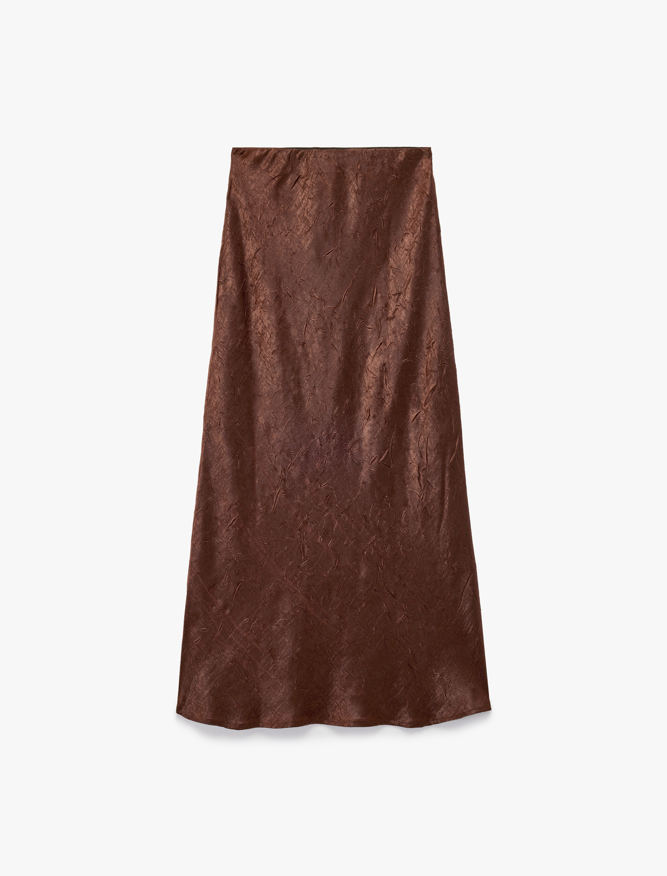   Balık Form Slim Fit Dokulu Saten Midi Etek