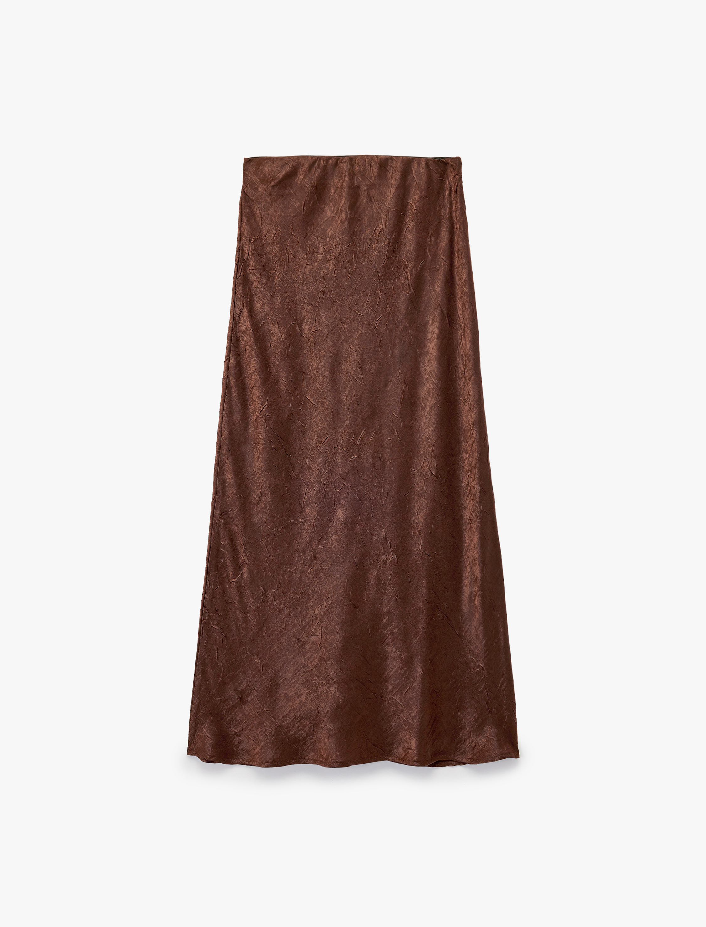   Balık Form Slim Fit Dokulu Saten Midi Etek