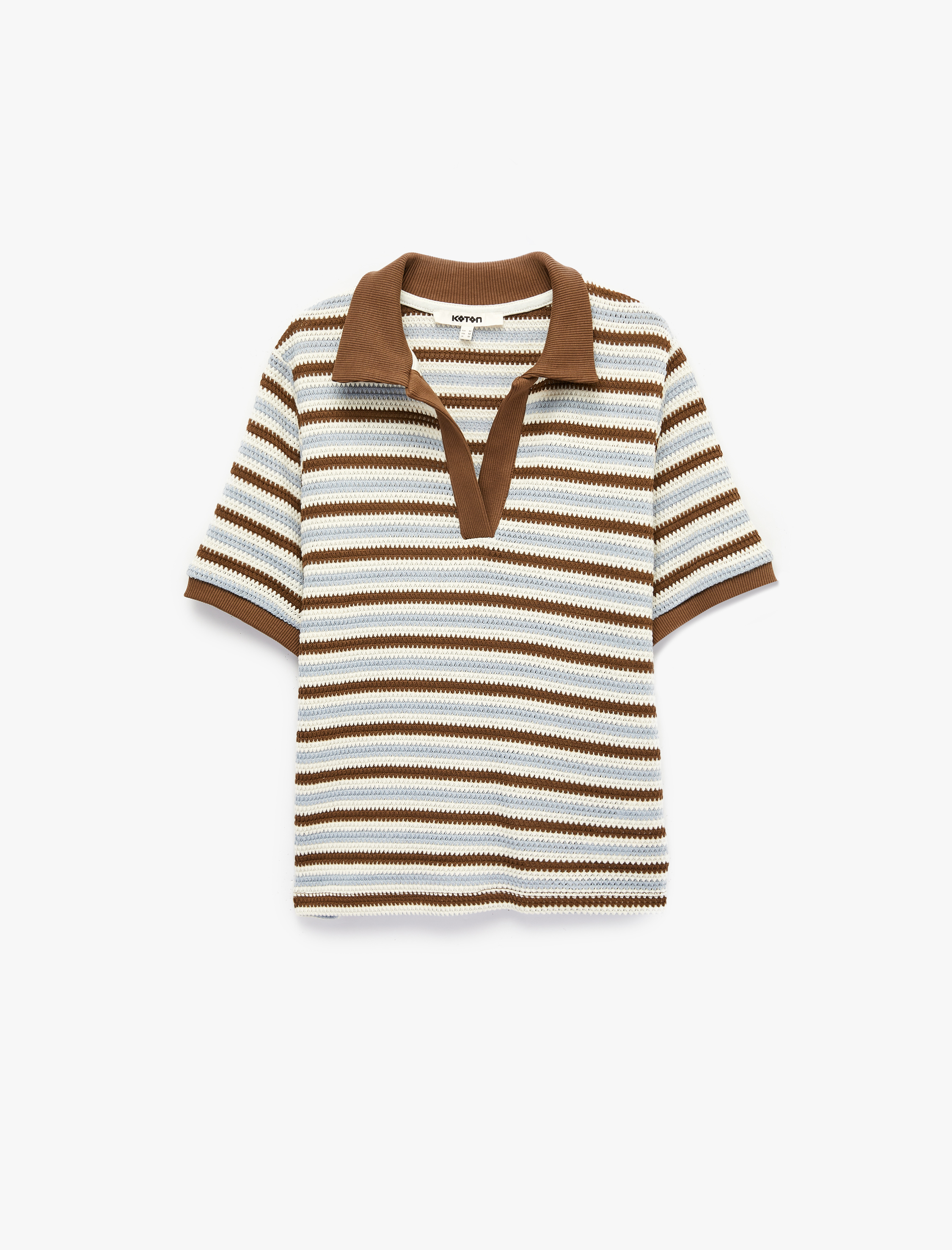   Regular Fit Polo Yaka Kısa Kollu Çizgili Tişört