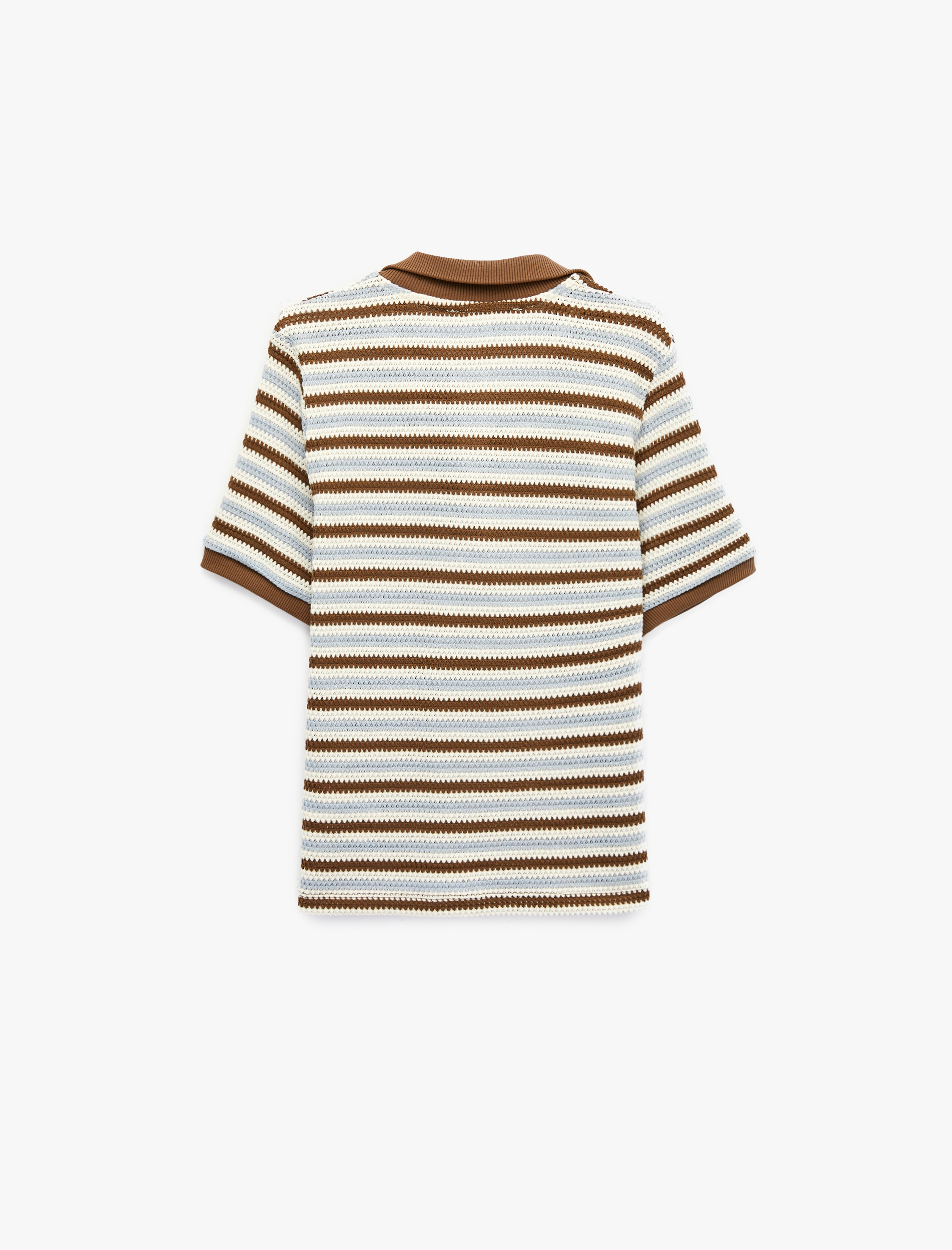   Regular Fit Polo Yaka Kısa Kollu Çizgili Tişört