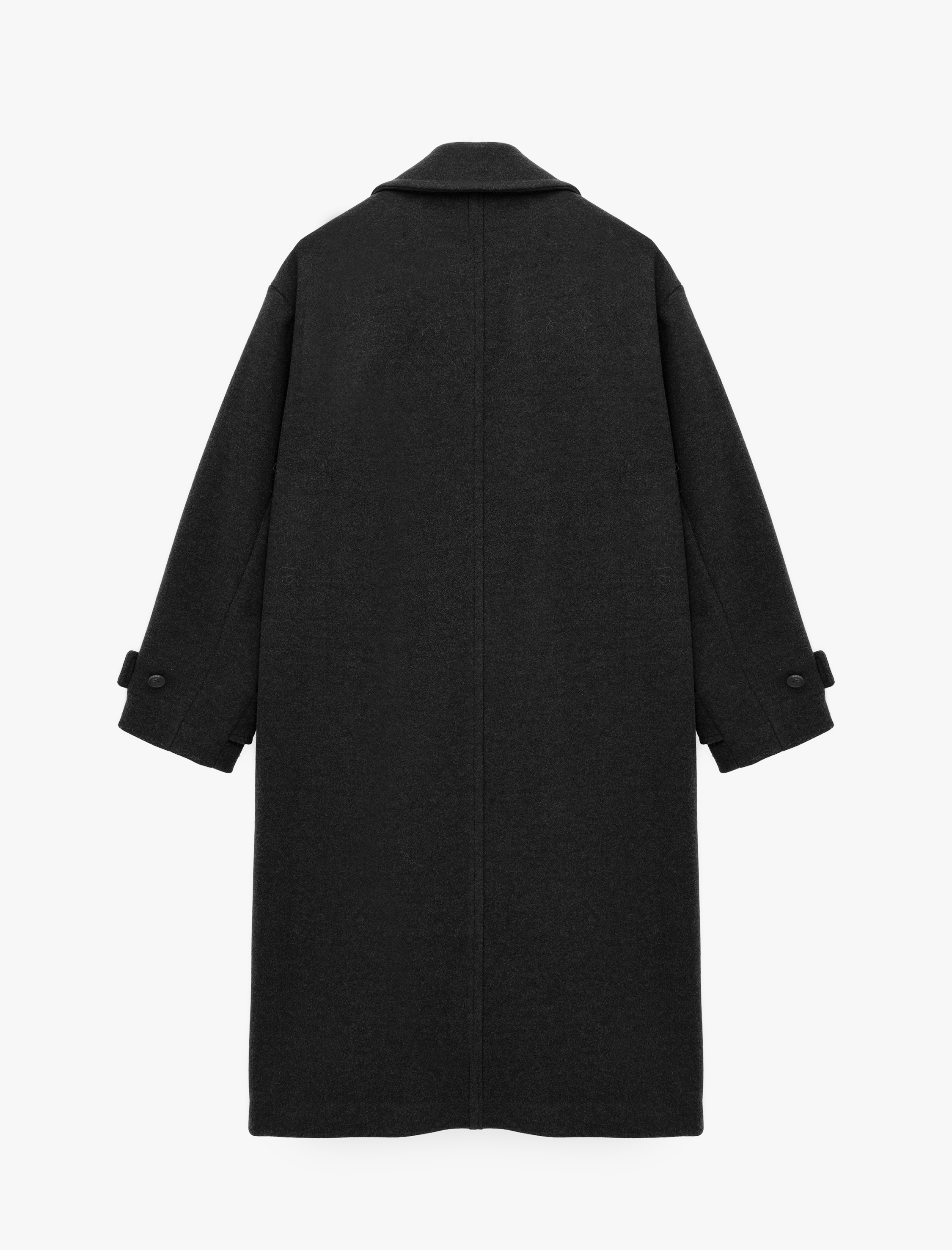   Uzun Kollu Cepli Oversize Uzun Kruvaze Kaşe Kaban