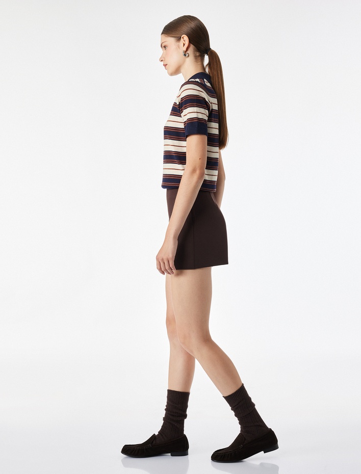  Slim Fit Cepli Mini Şort Etek