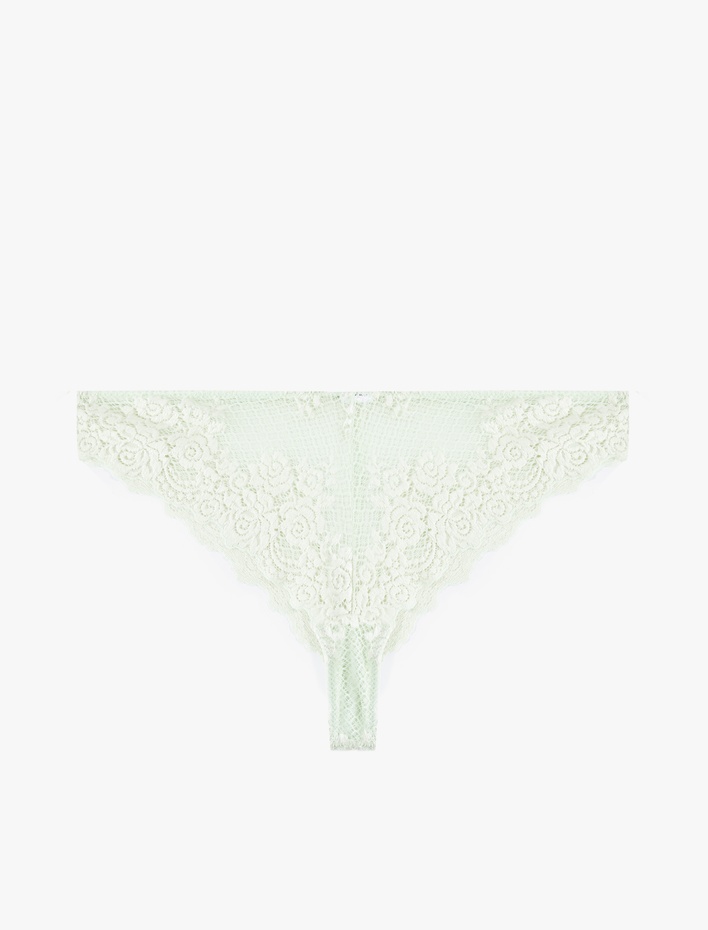  Çiçek Detaylı Dantelli Brazilian Külot